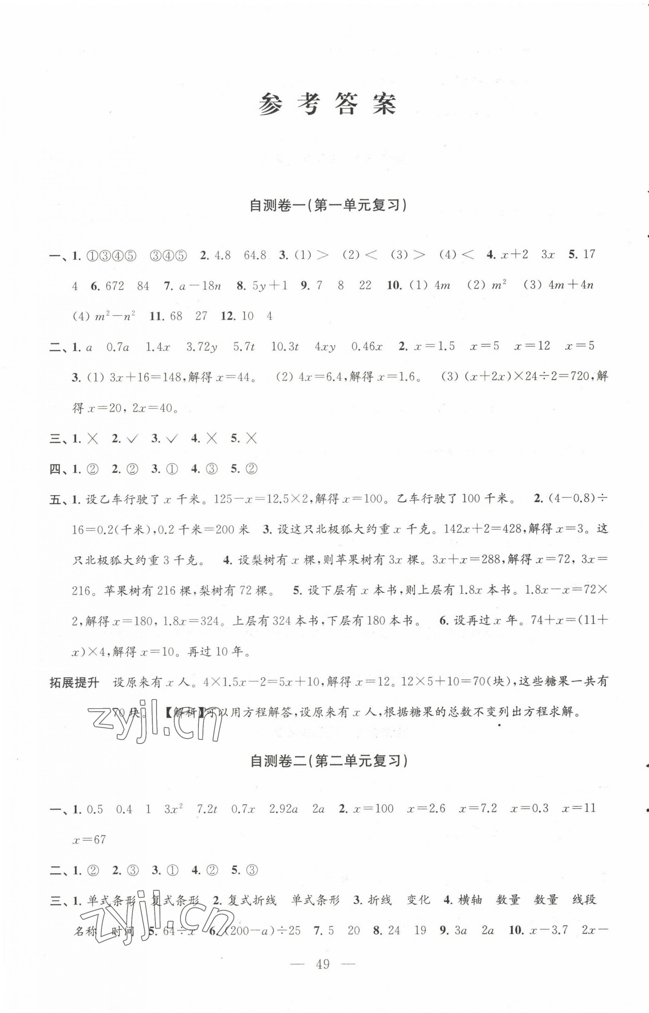 2023年小學(xué)練習(xí)自測(cè)卷五年級(jí)數(shù)學(xué)下冊(cè)蘇教版 第1頁(yè)