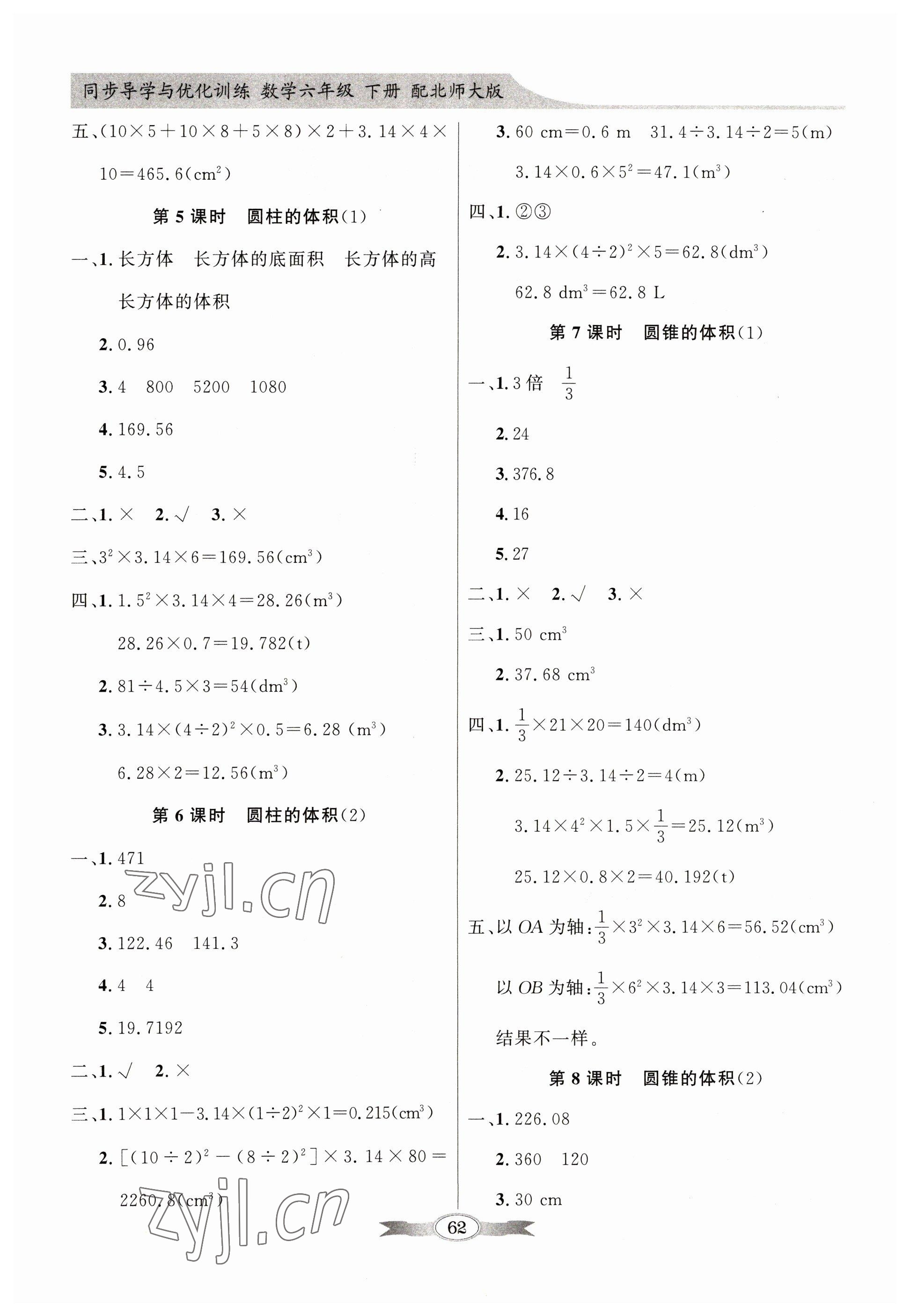 2023年同步导学与优化训练六年级数学下册北师大版 第2页