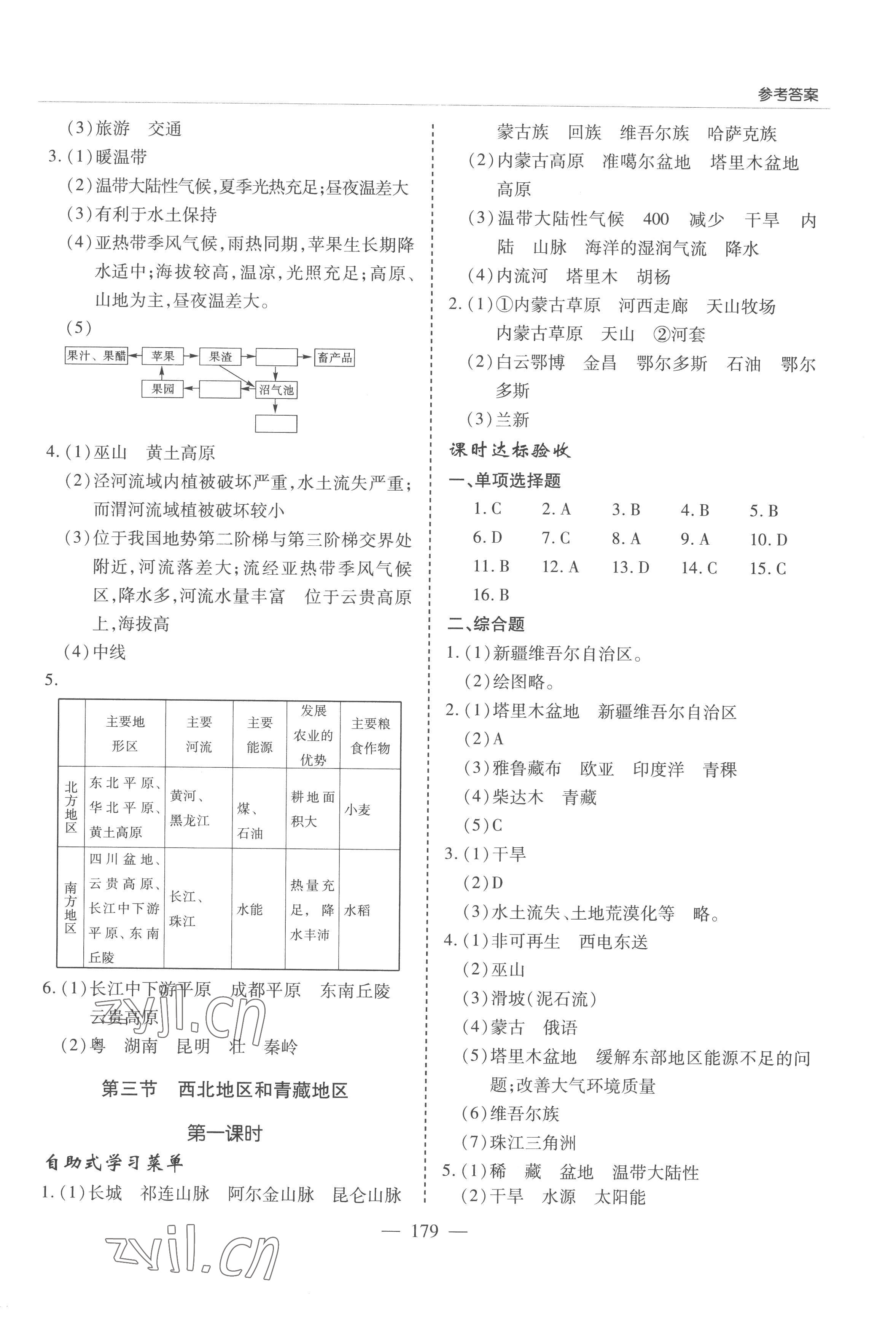 2023年新课堂学习与探究八年级地理下册湘教版 参考答案第3页