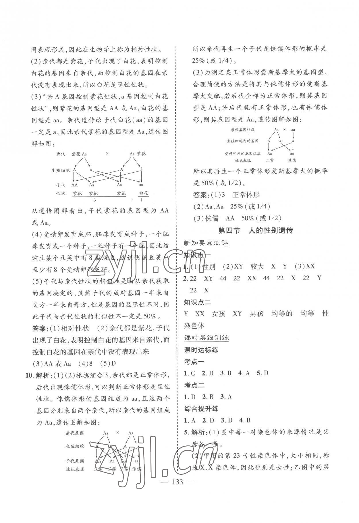 2023年新课堂学习与探究八年级生物下册济南版 参考答案第7页