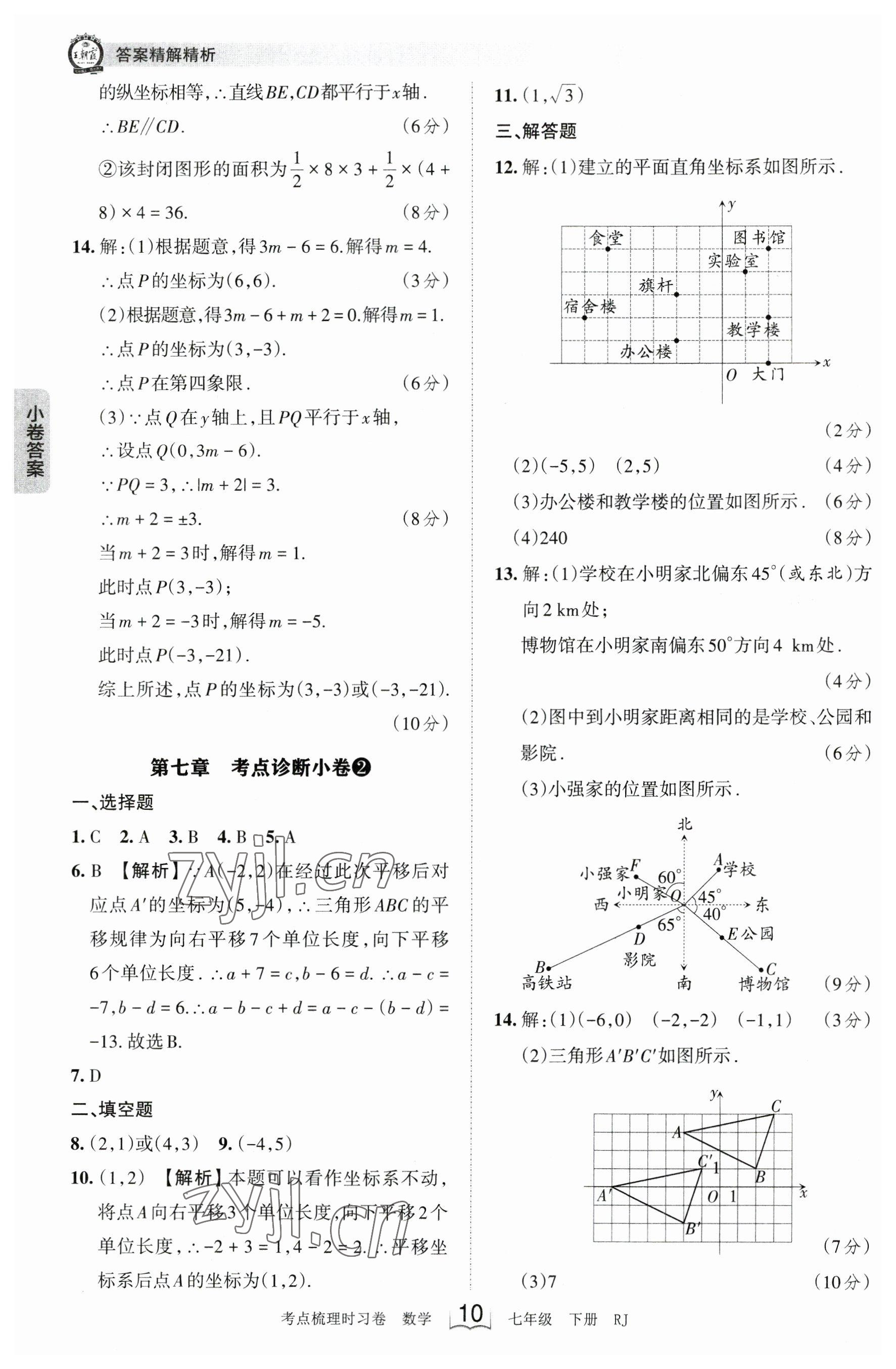 2023年王朝霞考点梳理时习卷七年级数学下册人教版 参考答案第10页