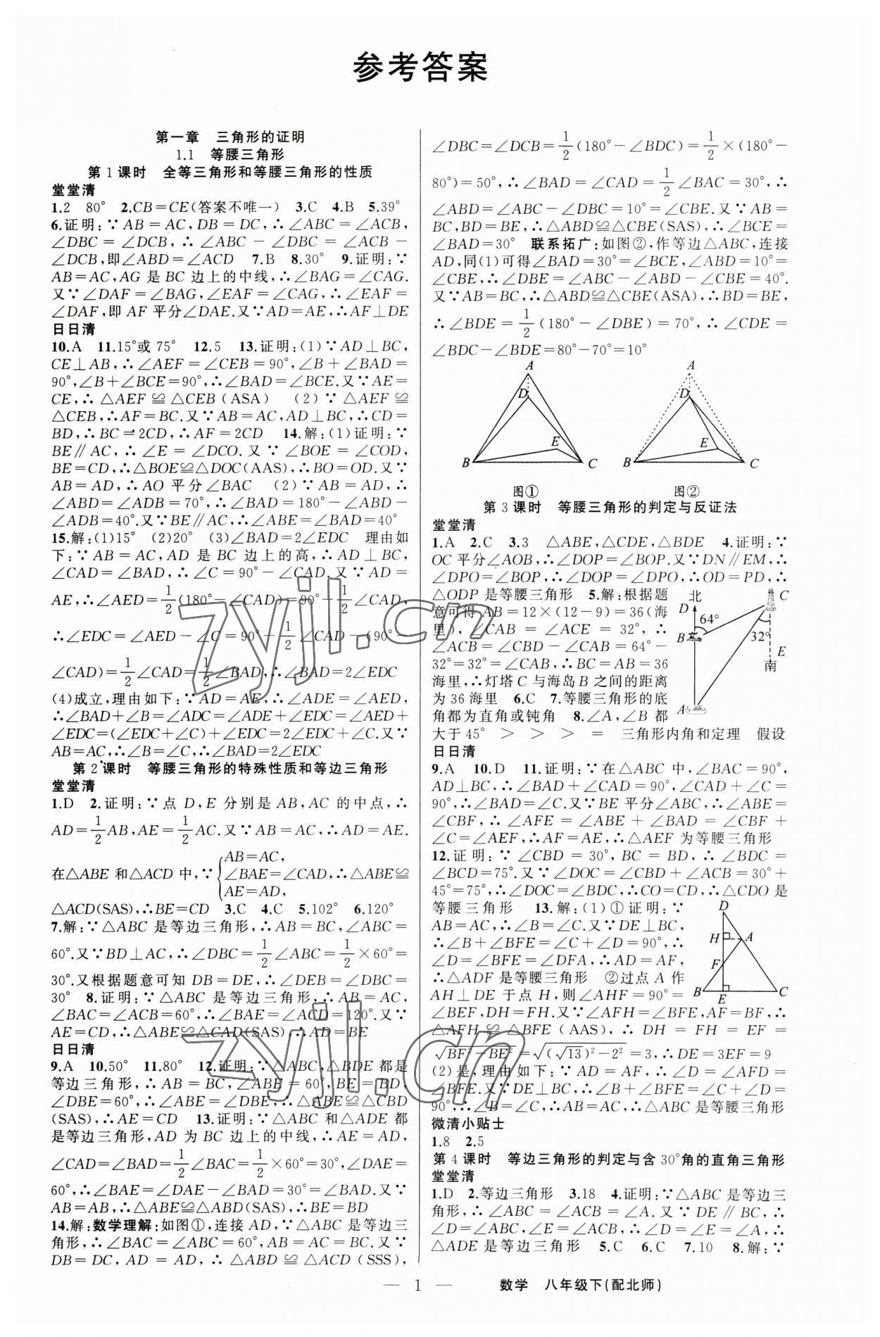 2023年四清导航八年级数学下册北师大版 第1页