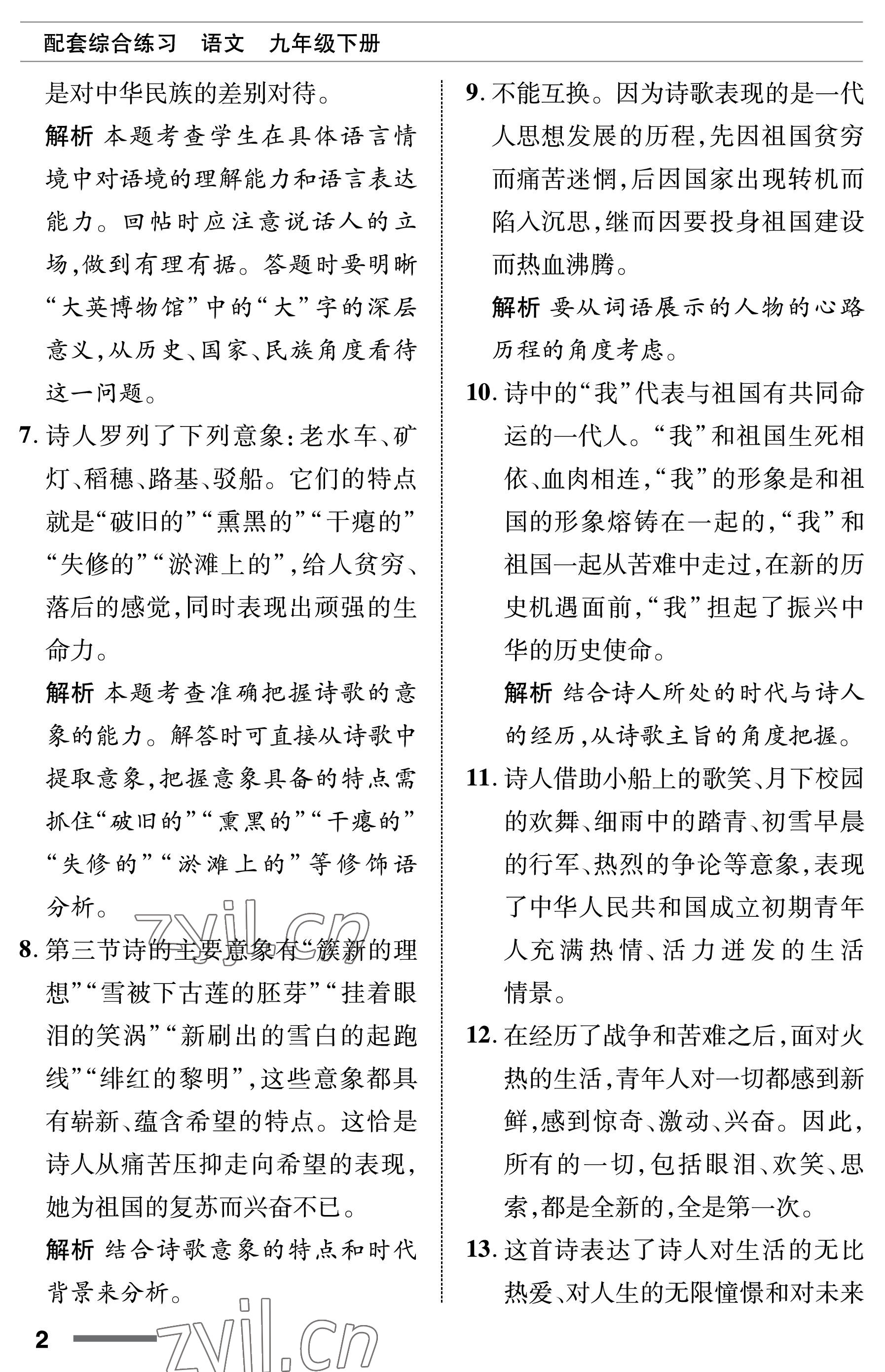 2023年配套综合练习甘肃九年级语文下册人教版 第2页