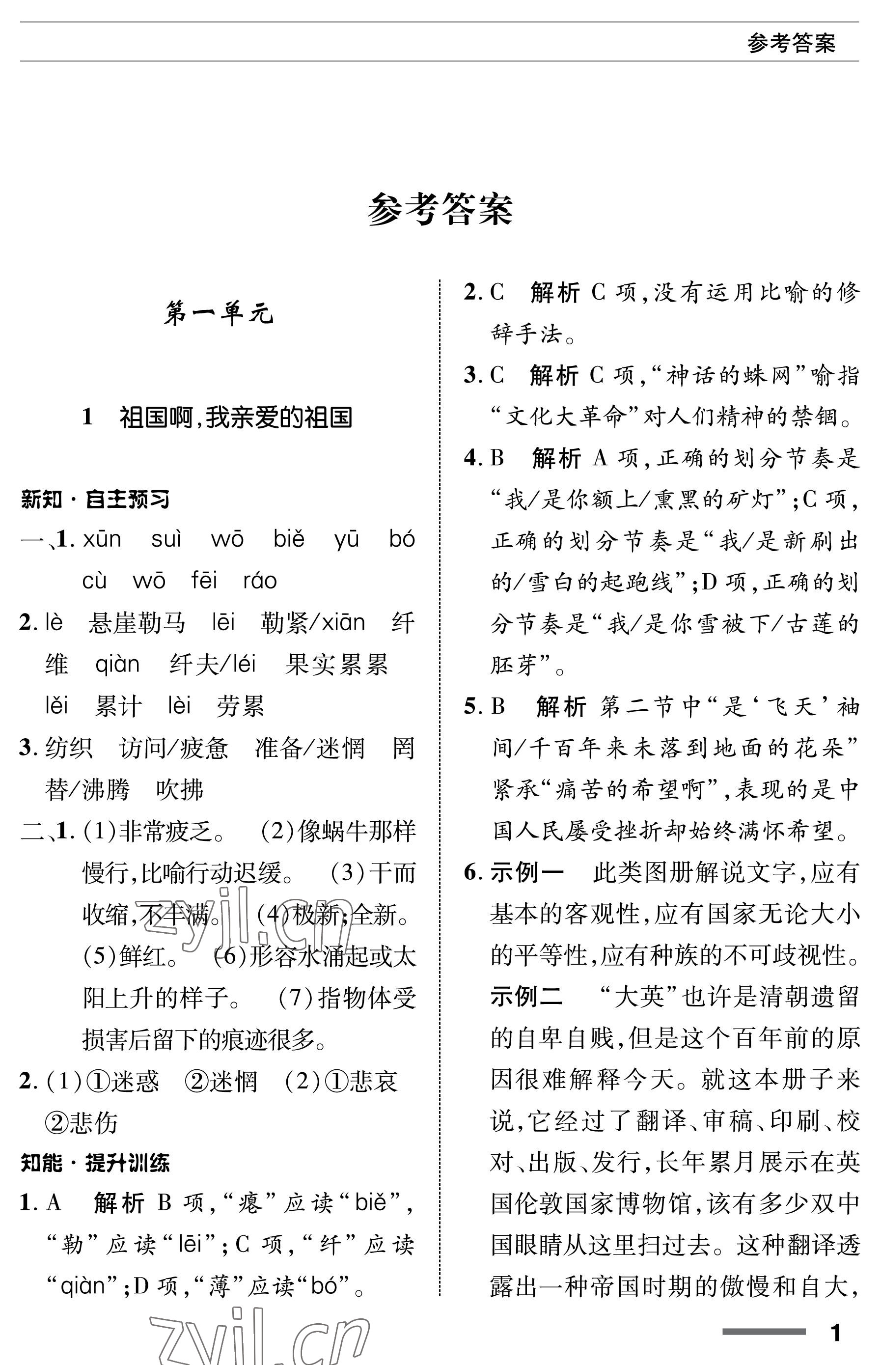 2023年配套综合练习甘肃九年级语文下册人教版 第1页