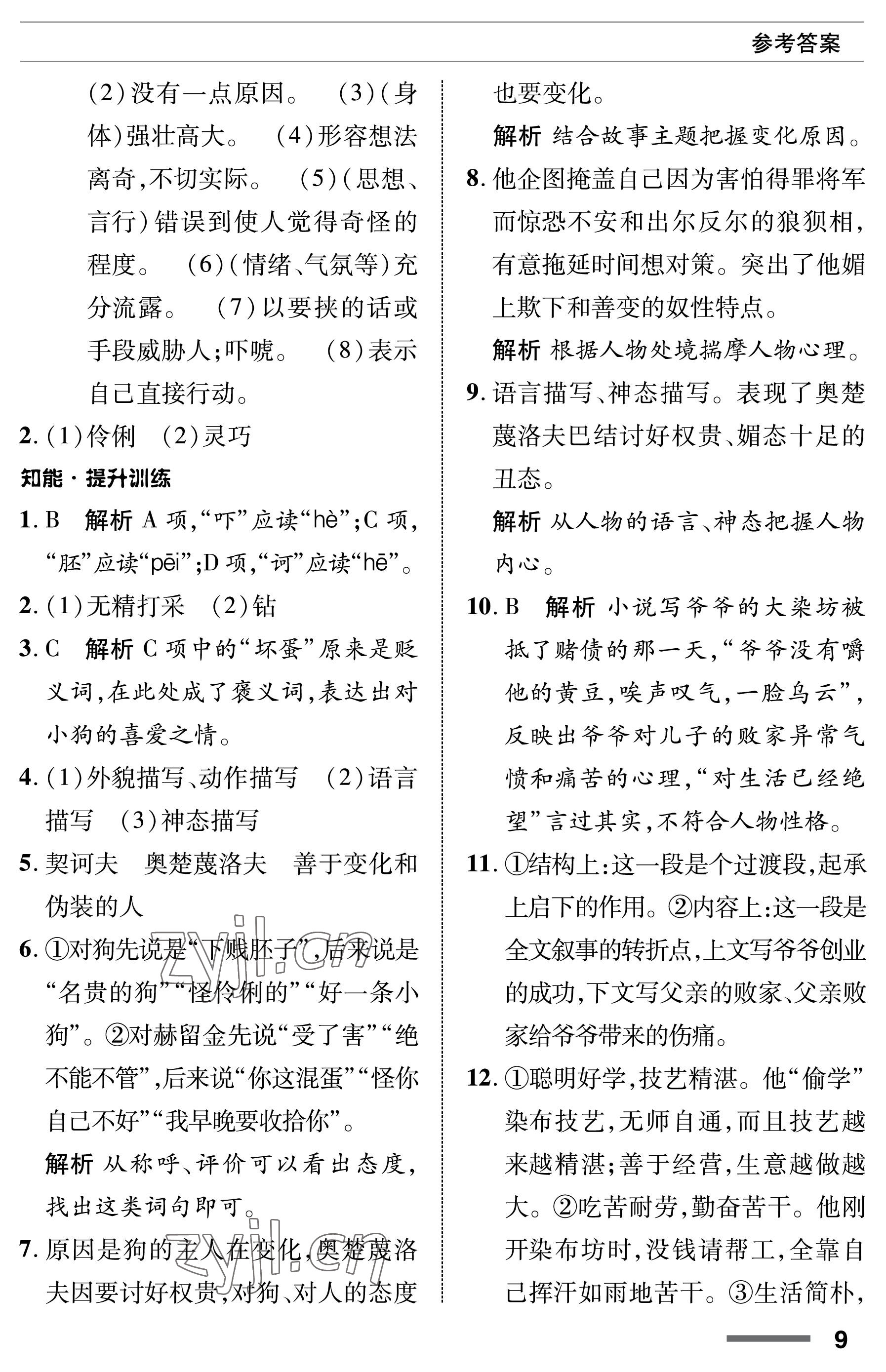 2023年配套综合练习甘肃九年级语文下册人教版 第9页