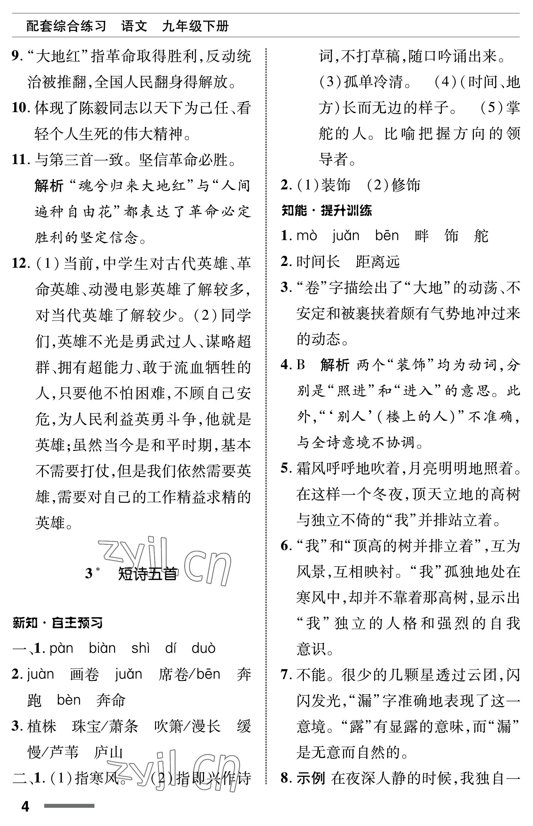 2023年配套综合练习甘肃九年级语文下册人教版 第4页