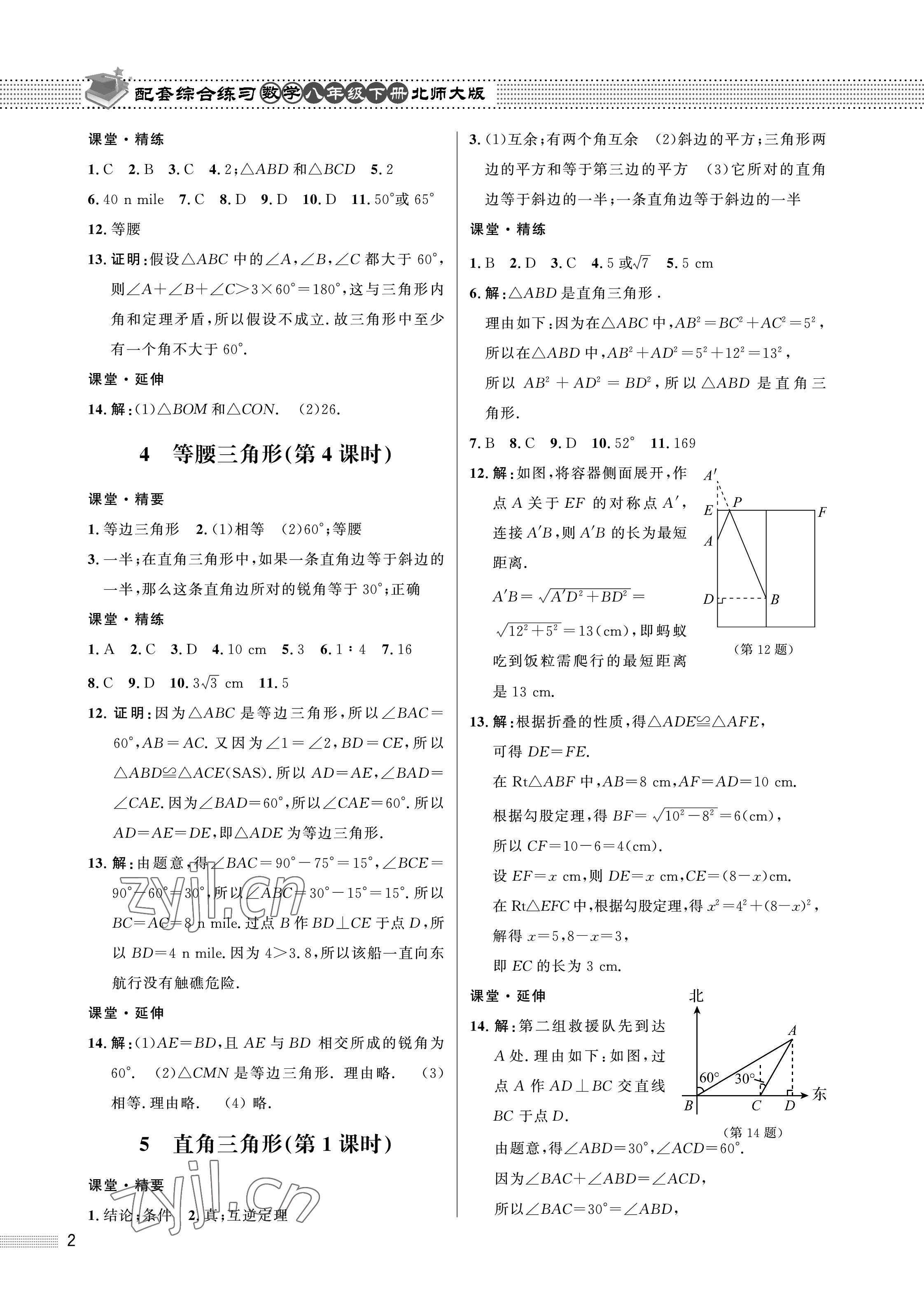 2023年配套綜合練習甘肅八年級數(shù)學下冊北師大版 第2頁