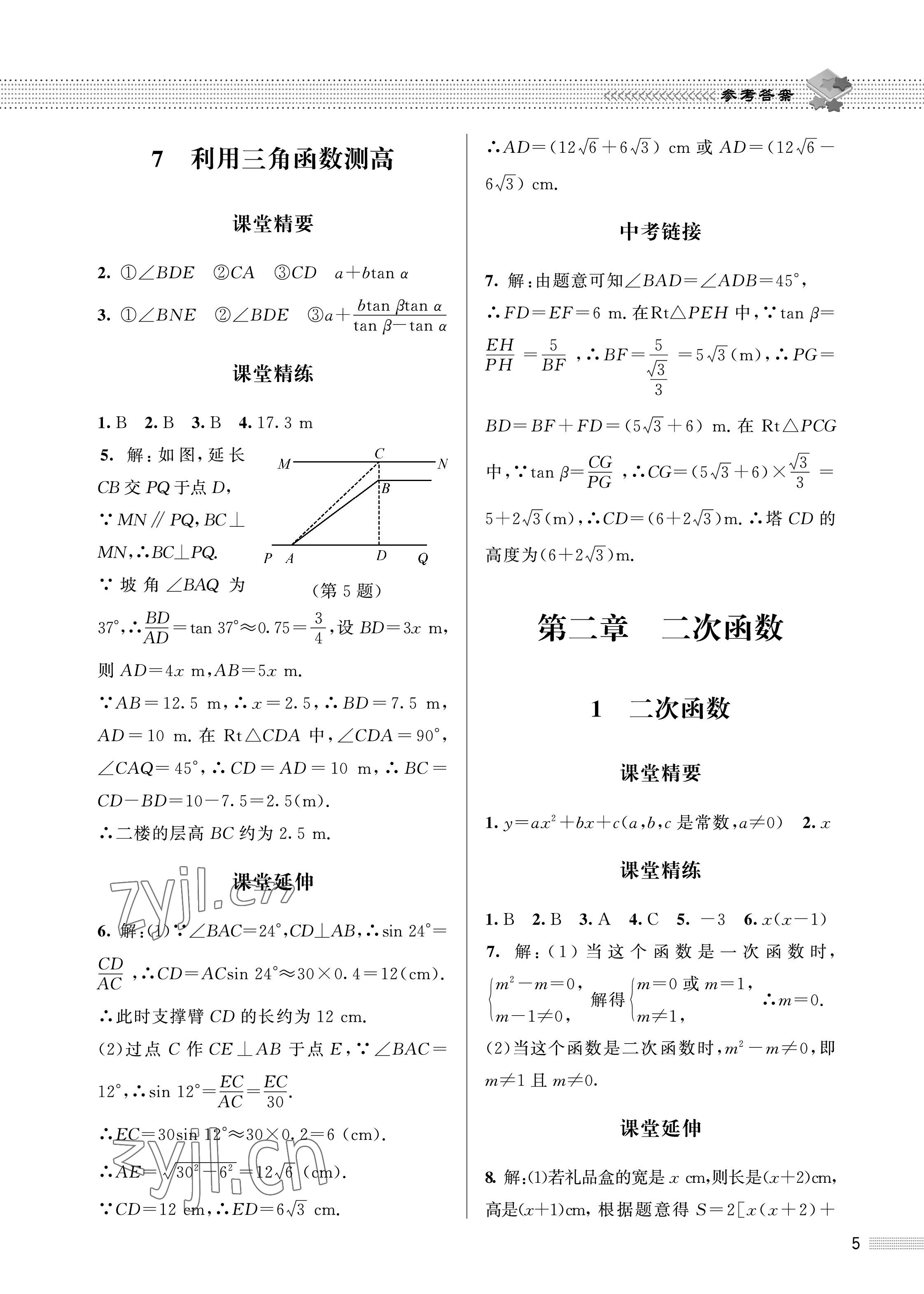 2023年配套综合练习甘肃九年级数学下册北师大版 第5页