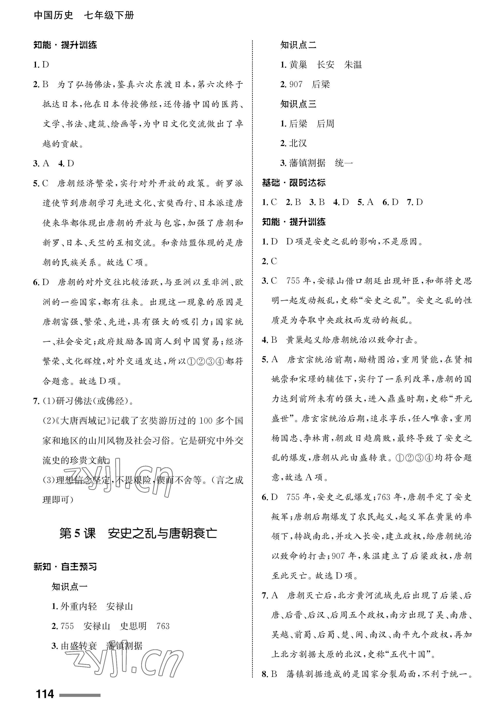 2023年配套綜合練習(xí)甘肅七年級(jí)歷史下冊(cè)人教版 第4頁(yè)