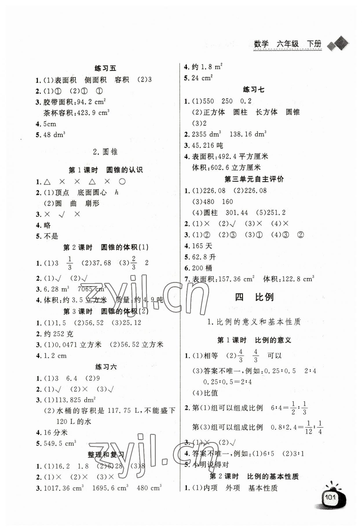 2023年长江全能学案同步练习册六年级数学下册人教版 第3页
