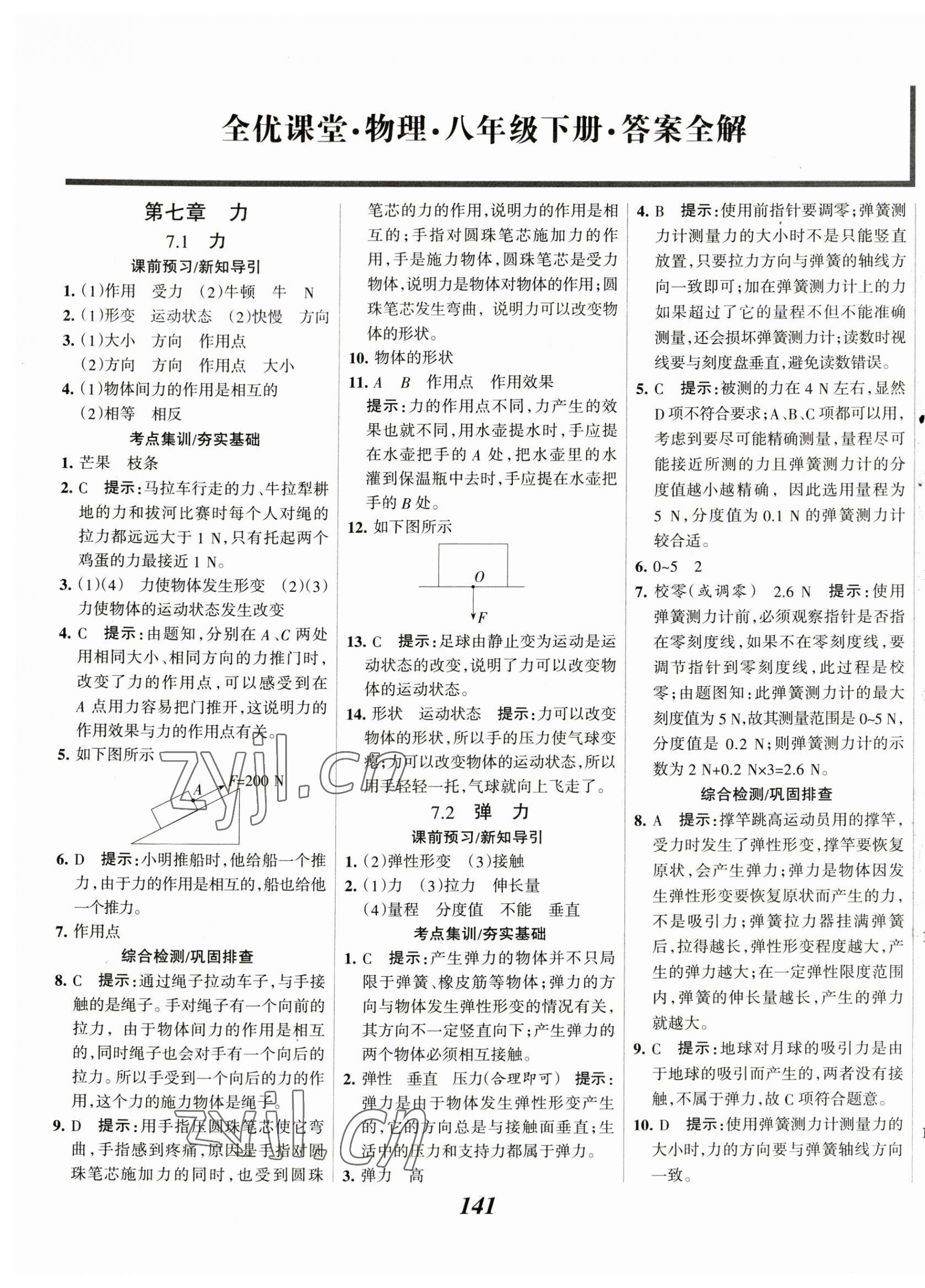 2023年全优课堂考点集训与满分备考八年级物理下册人教版 第1页