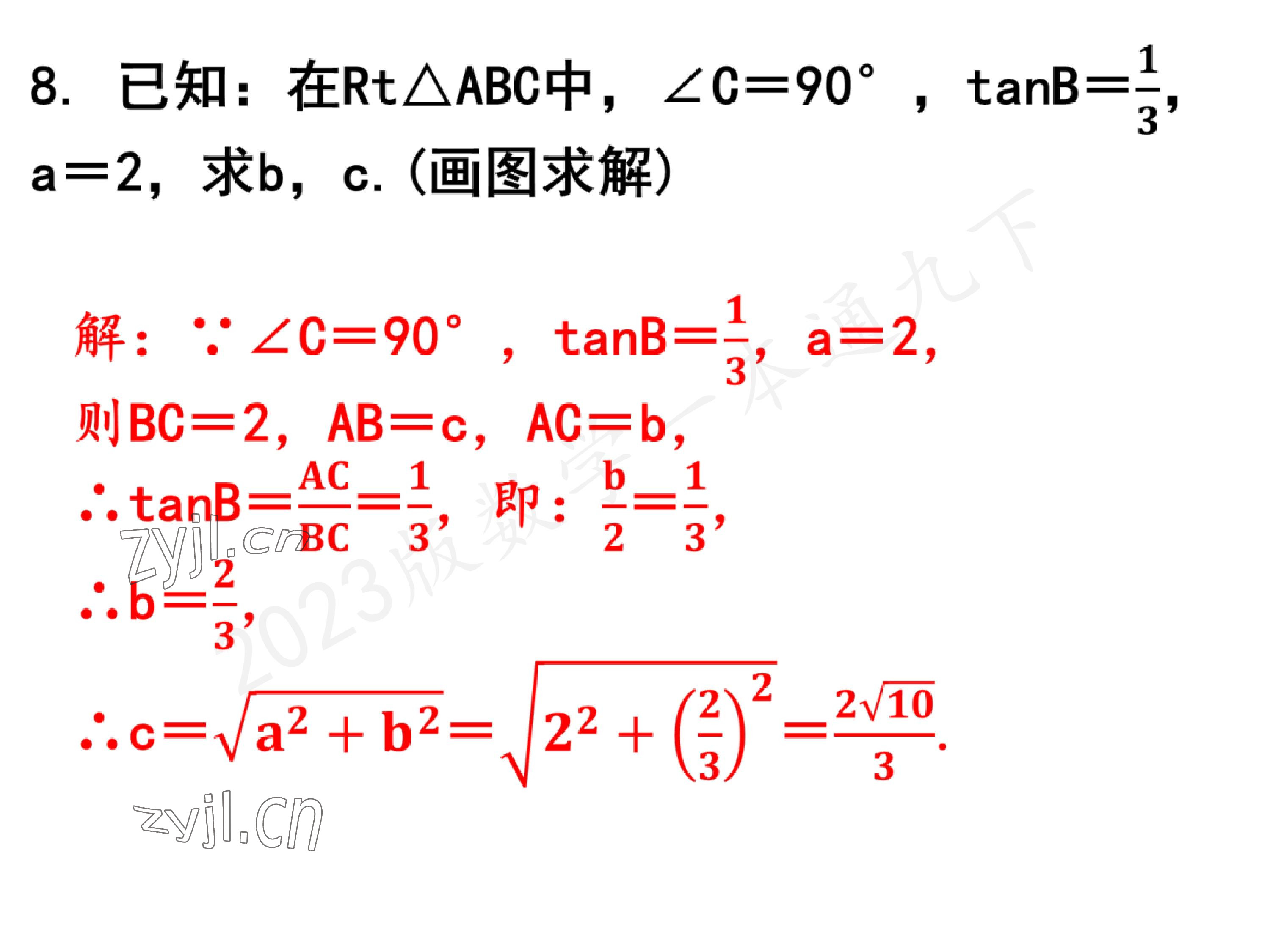 2023年一本通武漢出版社九年級數(shù)學(xué)下冊北師大版 參考答案第6頁