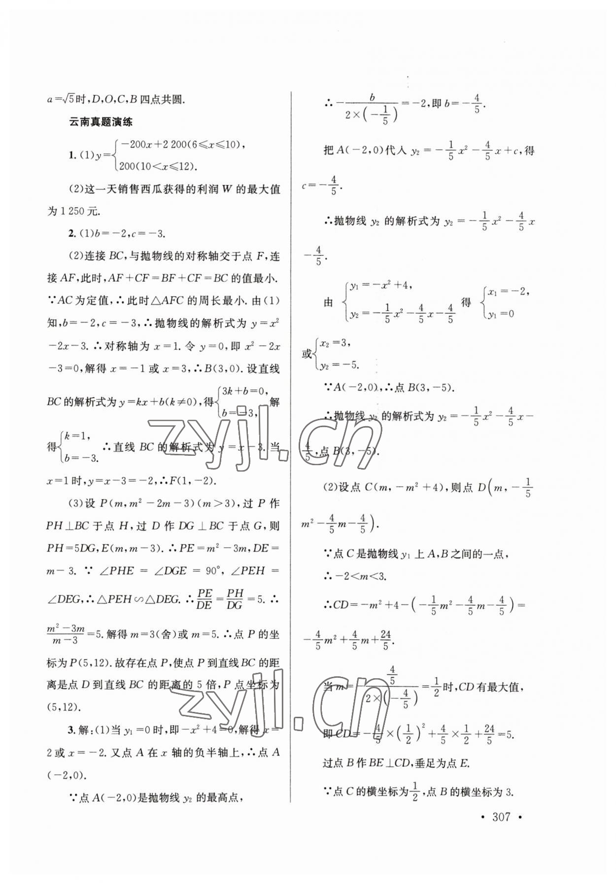 2023年云南省初中學業(yè)水平考試總復習及測試數(shù)學 參考答案第9頁