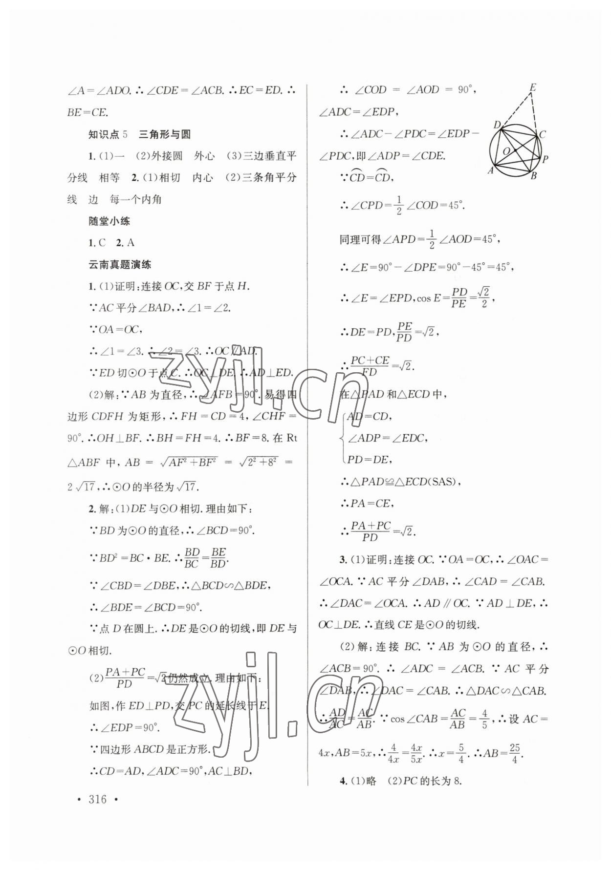 2023年云南省初中學(xué)業(yè)水平考試總復(fù)習(xí)及測(cè)試數(shù)學(xué) 參考答案第18頁(yè)