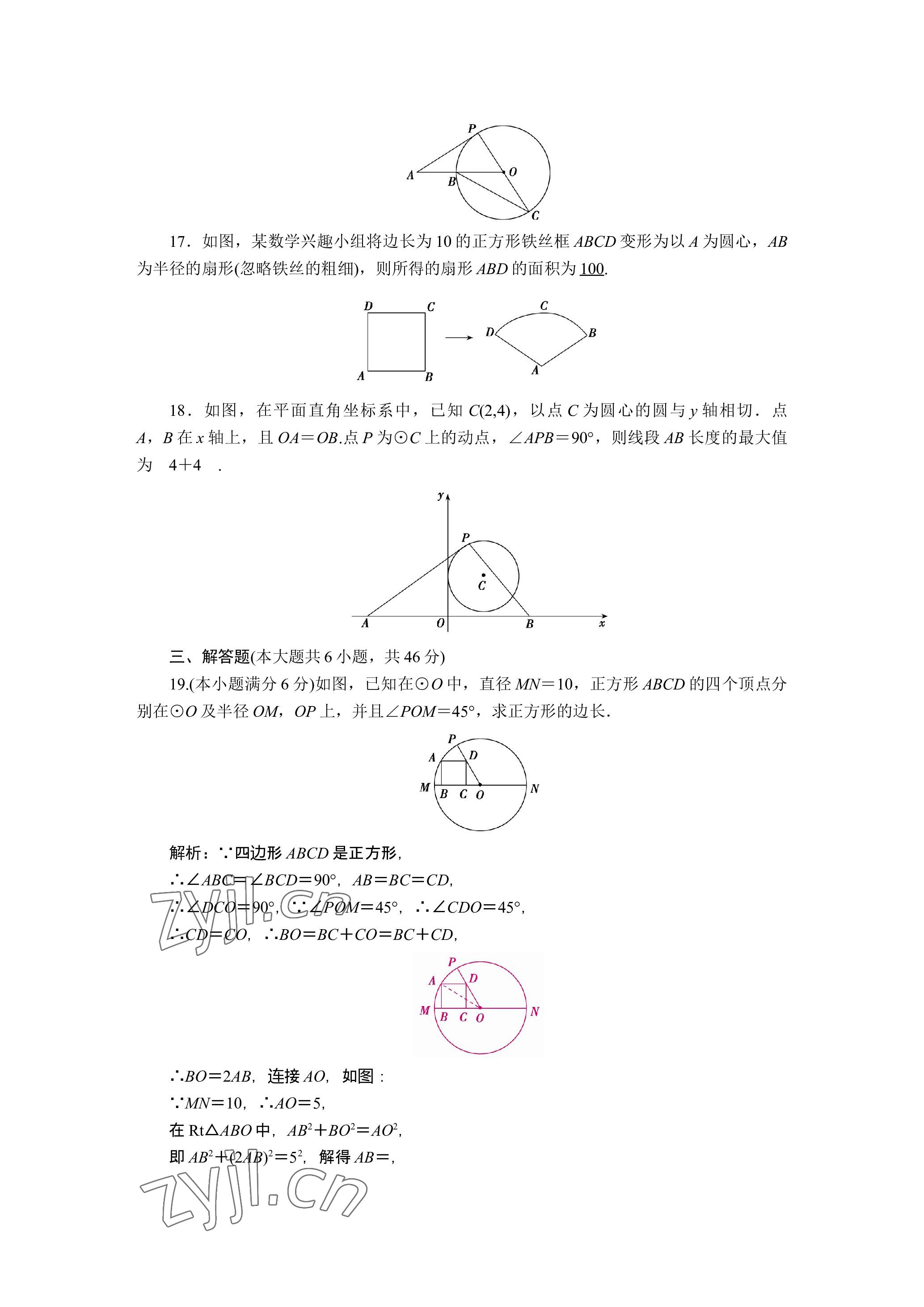 2023年晨光全优同步指导训练与检测数学 参考答案第31页