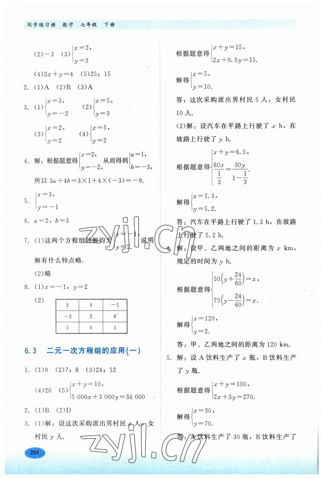 2023年同步练习册河北教育出版社七年级数学下册冀教版 第2页