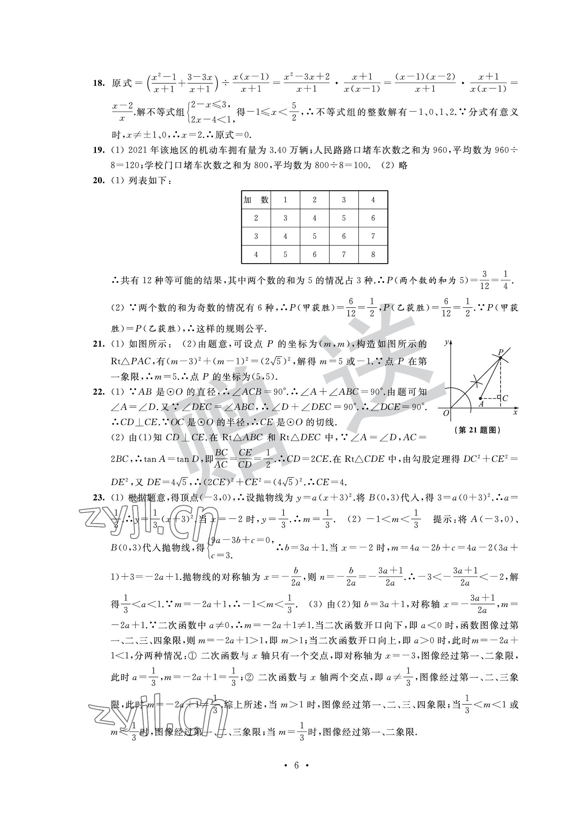 2023年取勝通關(guān)中考模擬卷能力提升數(shù)學(xué) 參考答案第6頁