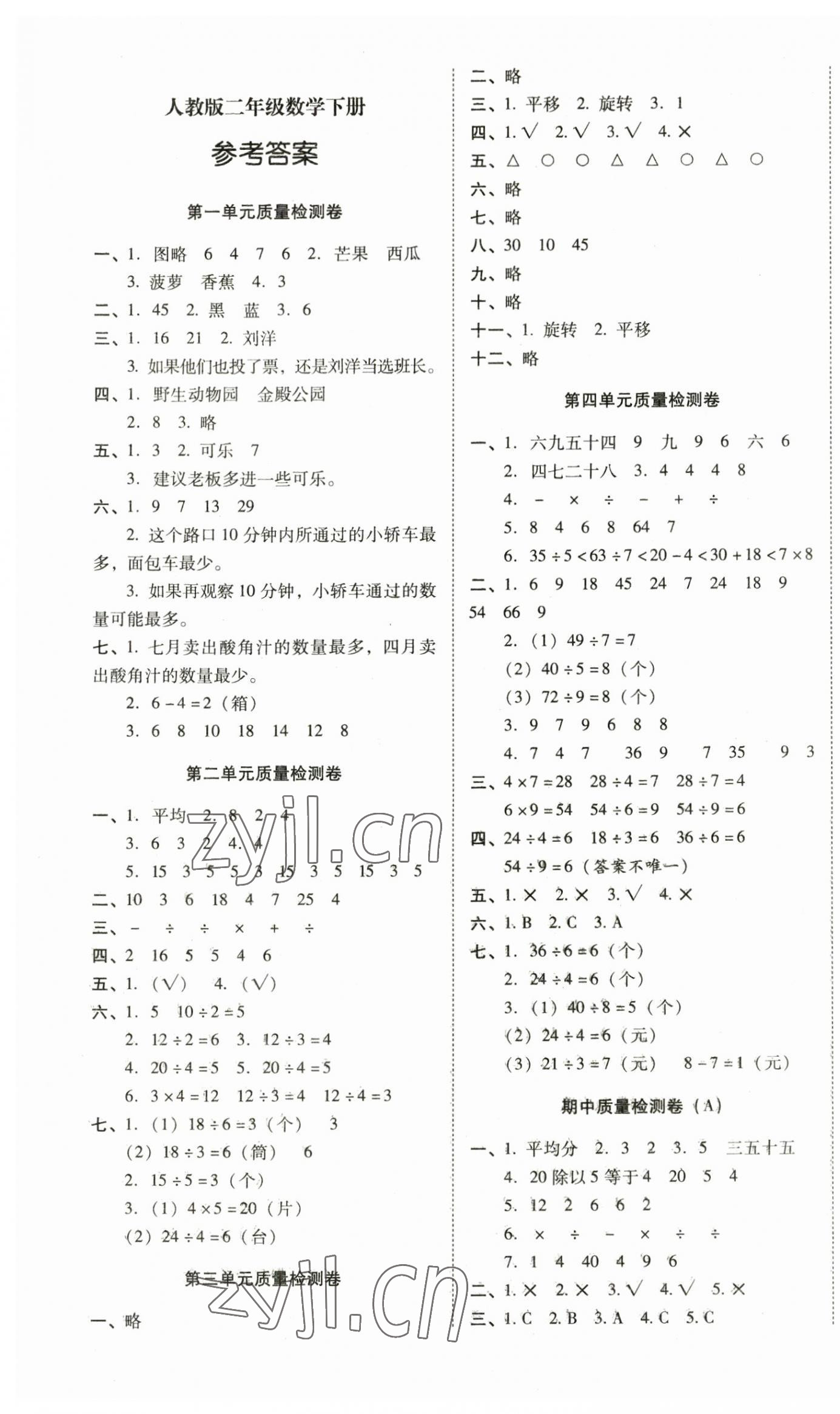 2023年云南师大附小一线名师核心试卷二年级数学下册人教版 第1页