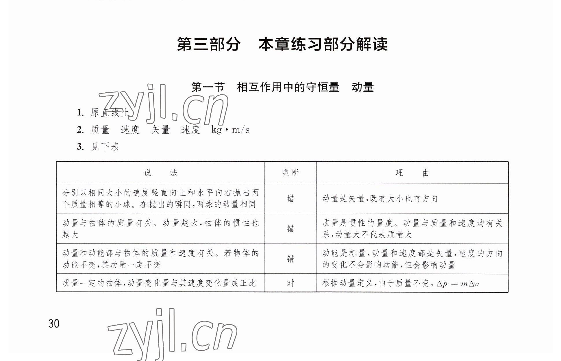 2023年练习部分高中物理选择性必修第一册沪教版 参考答案第1页