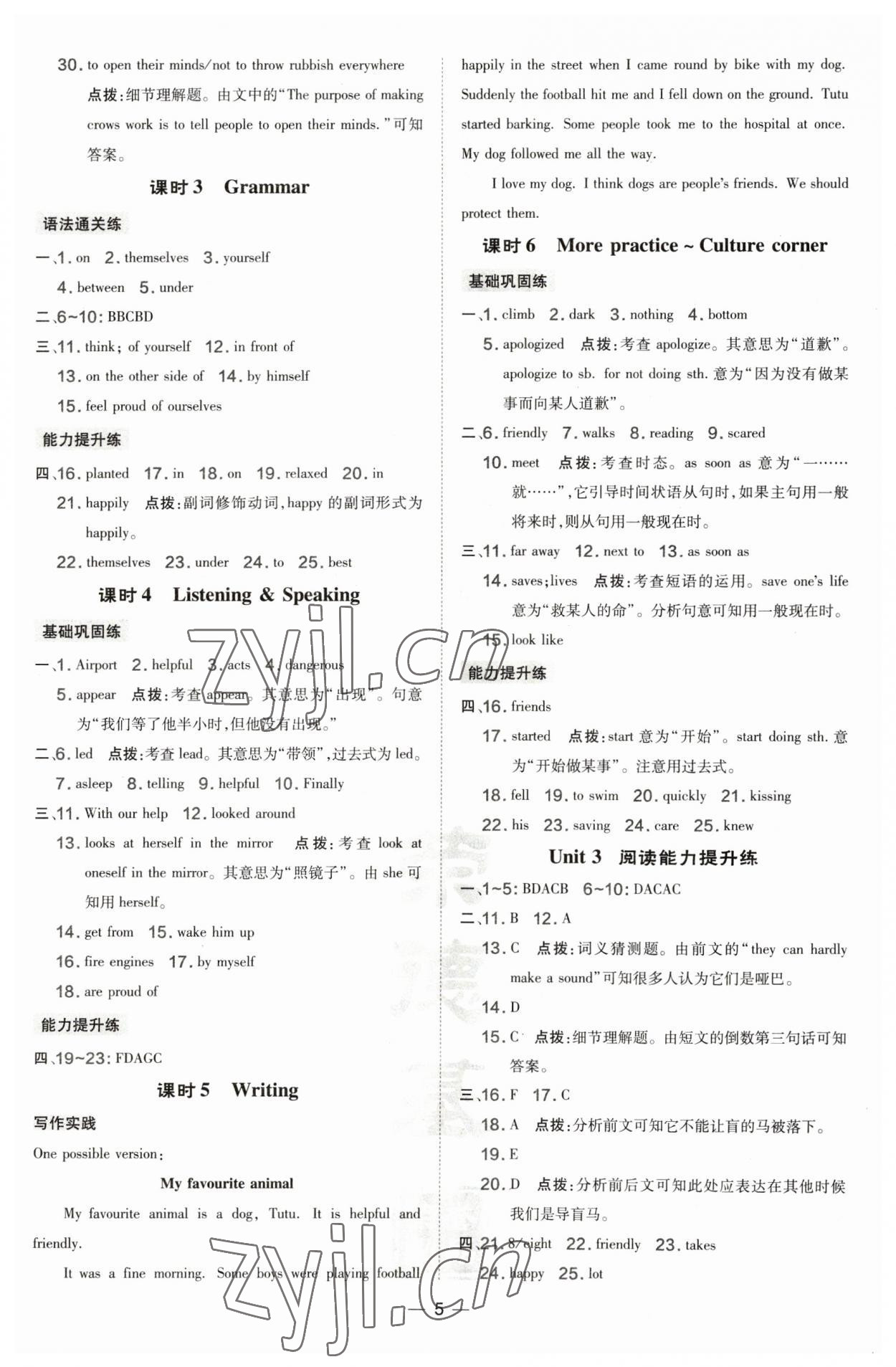 2023年点拨训练七年级英语下册沪教版 第5页