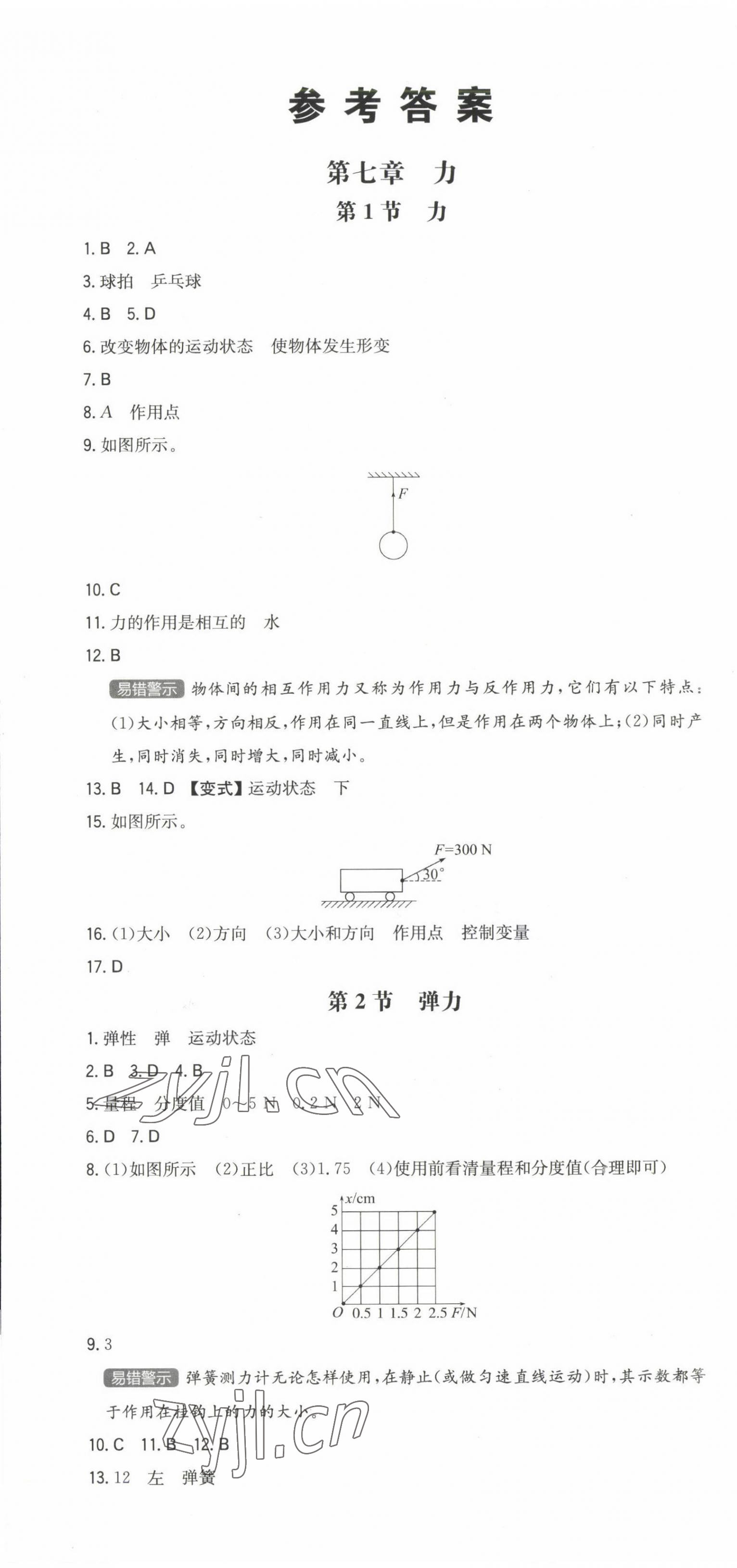 2023年一本同步訓練八年級初中物理下冊人教版 第1頁