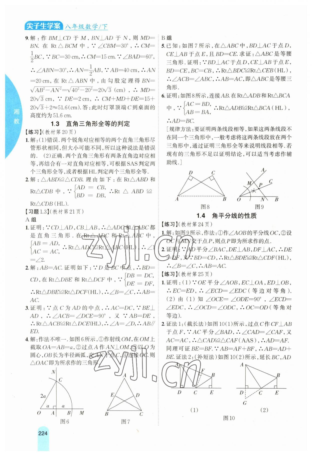 2023年尖子生学案八年级数学下册湘教版 参考答案第3页