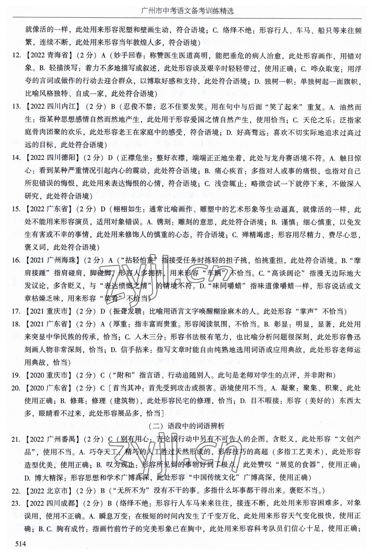 2023年广州市中考语文备考训练精选 第18页