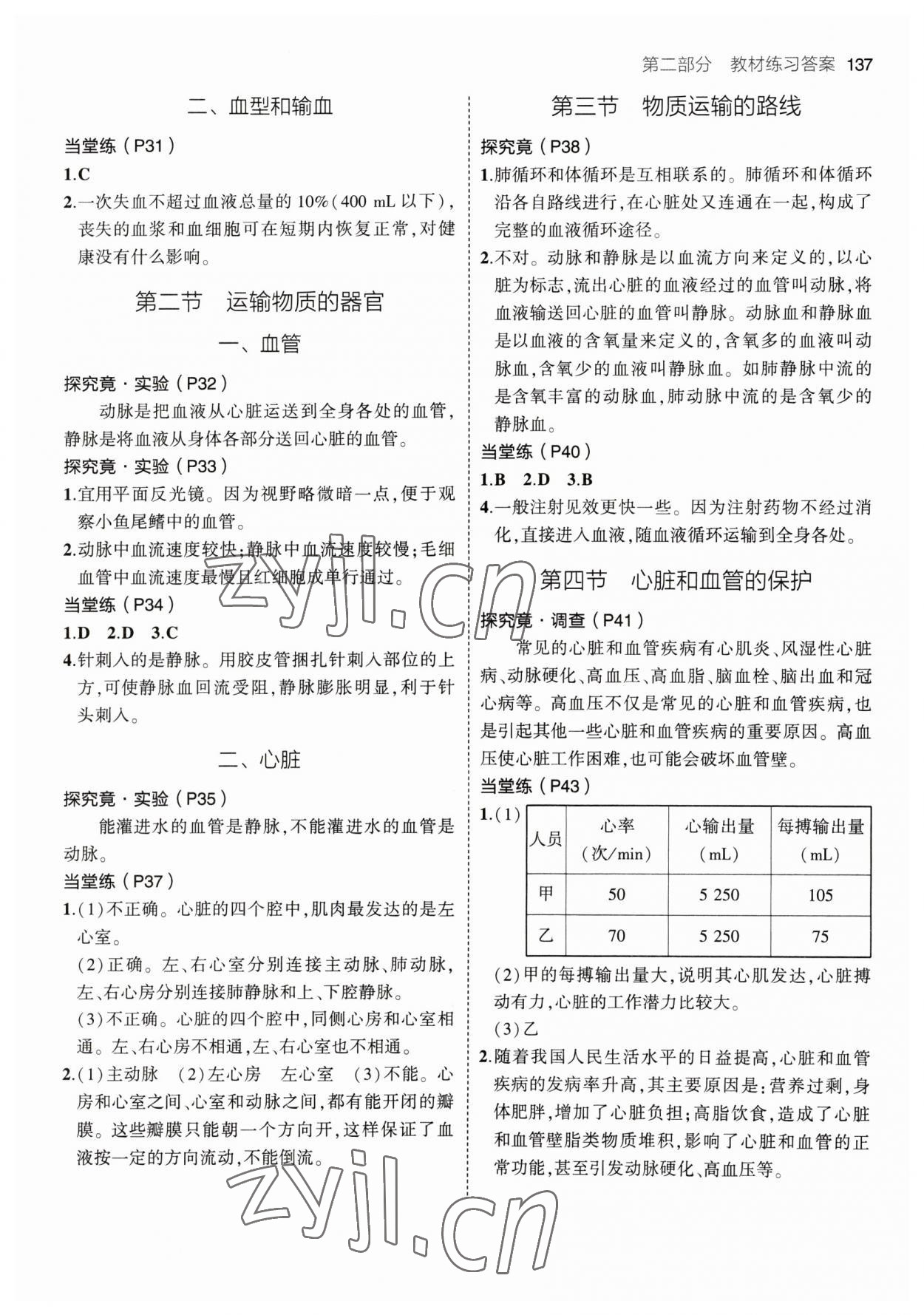 2023年教材课本七年级生物下册冀少版 参考答案第2页