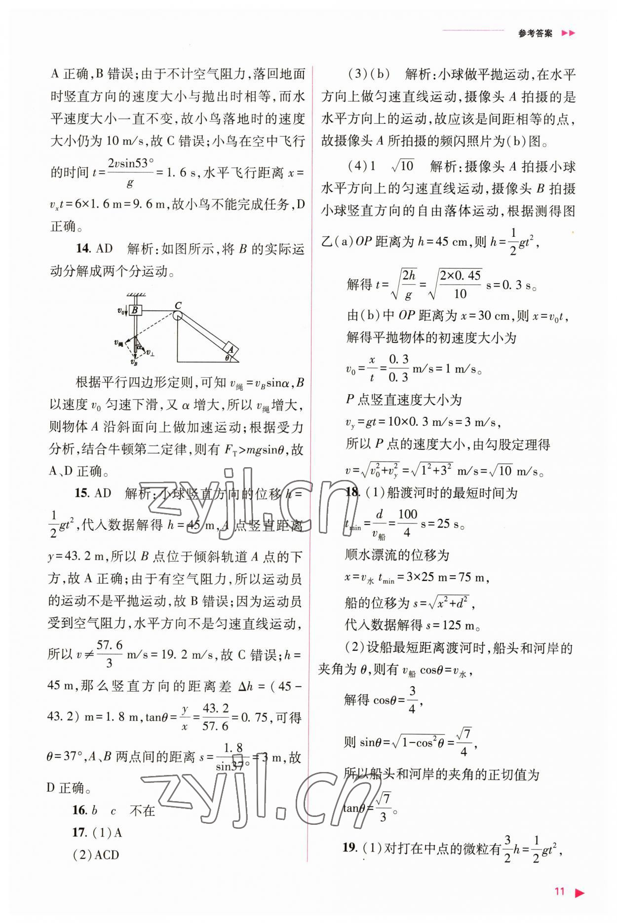 2023年普通高中新課程同步練習(xí)冊(cè)高中物理必修第二冊(cè)人教版 參考答案第11頁(yè)