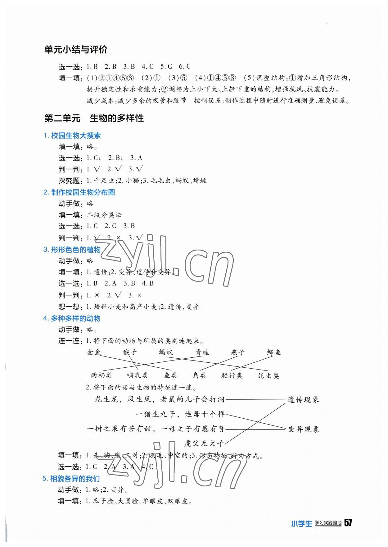 2023年學(xué)習(xí)實踐園地六年級科學(xué)下冊教科版 參考答案第2頁