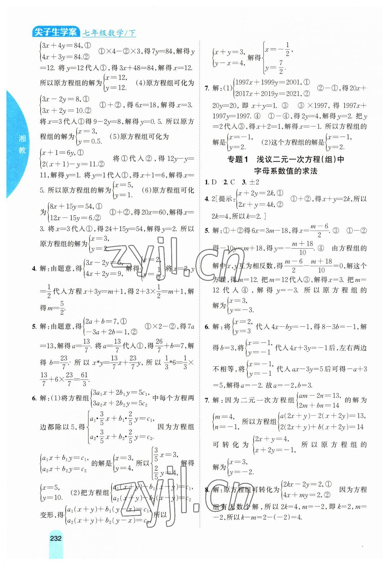 2023年尖子生学案七年级数学下册湘教版 第3页