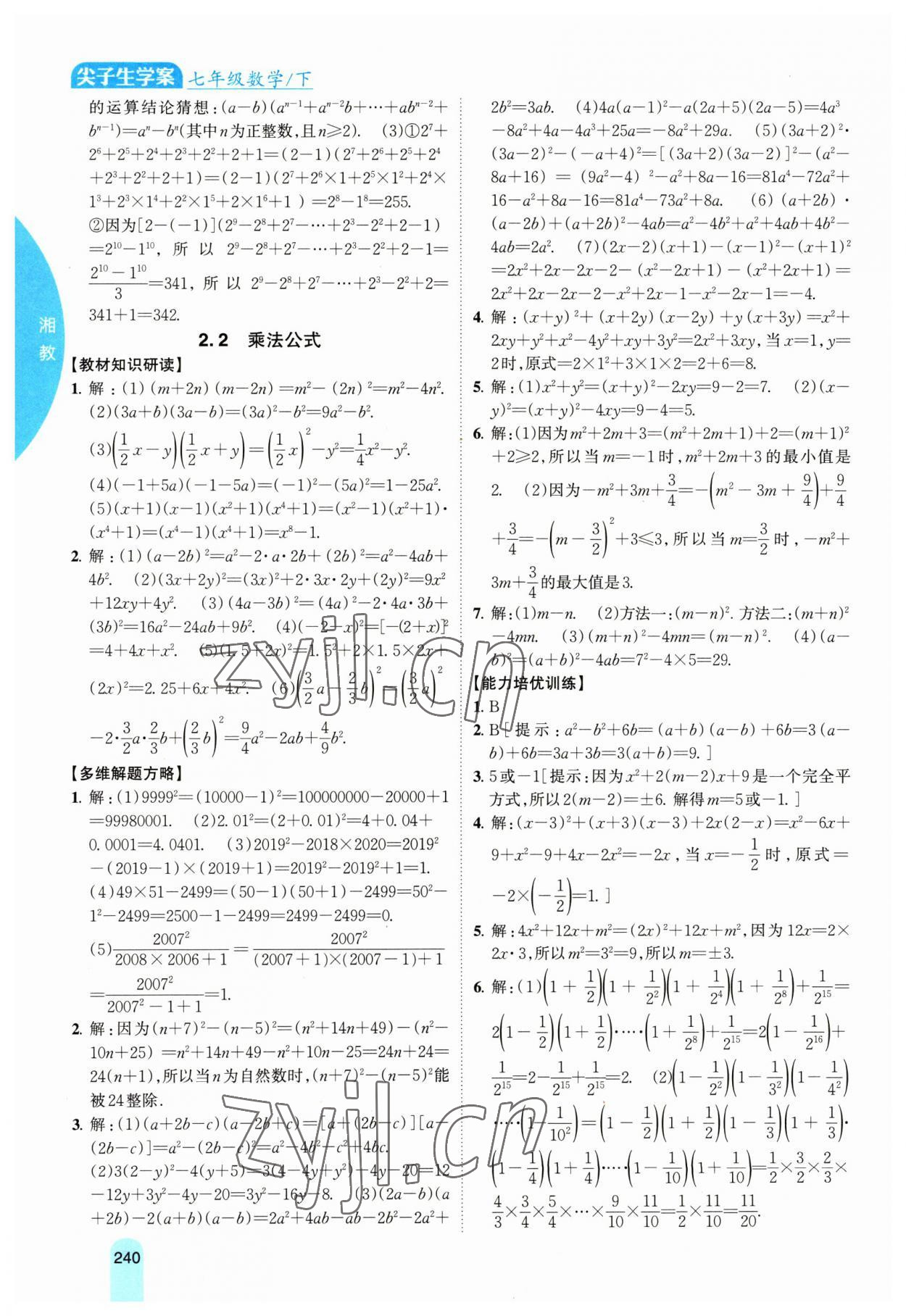 2023年尖子生学案七年级数学下册湘教版 第11页