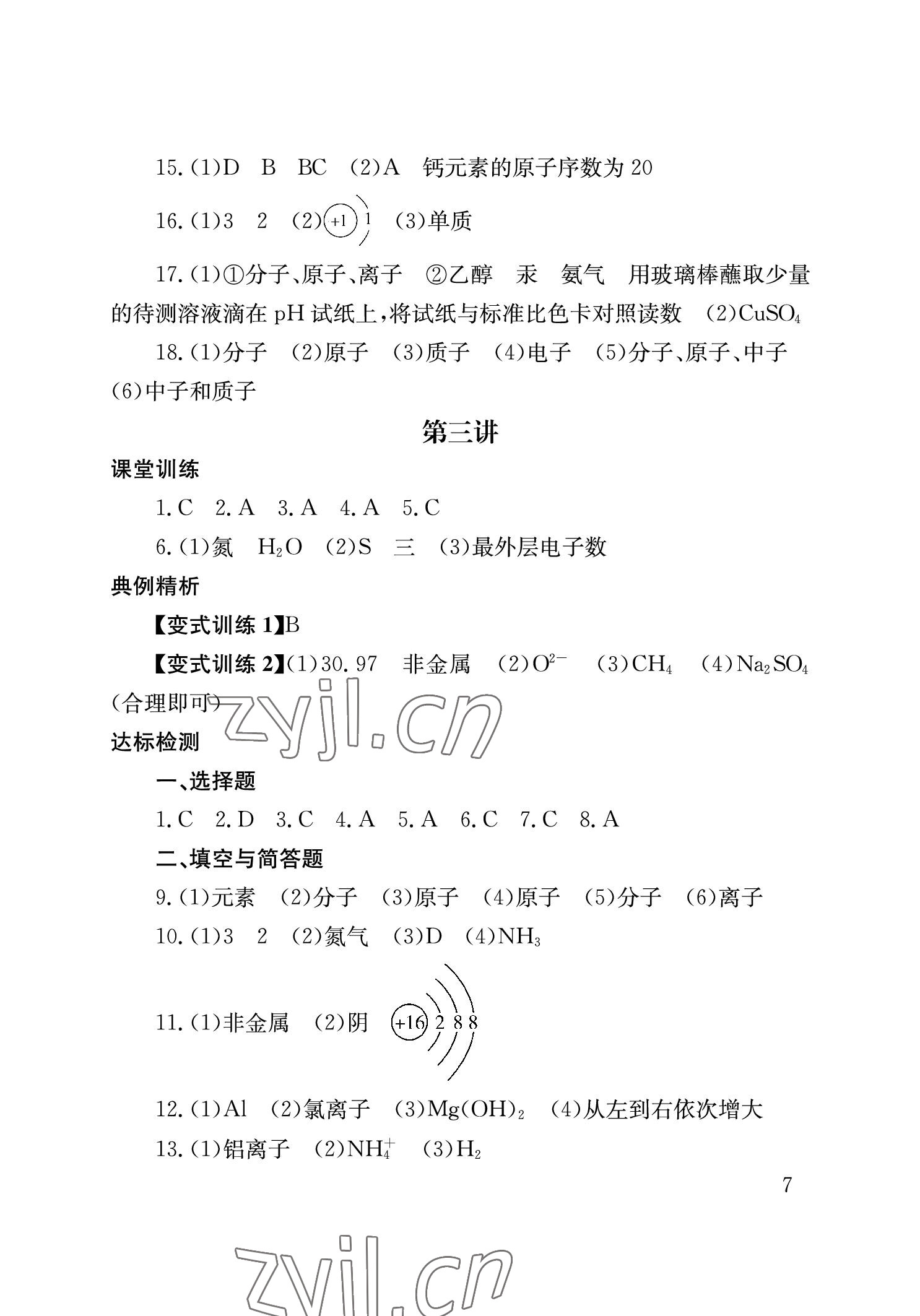 2023年剑指中考化学益阳专版 参考答案第7页