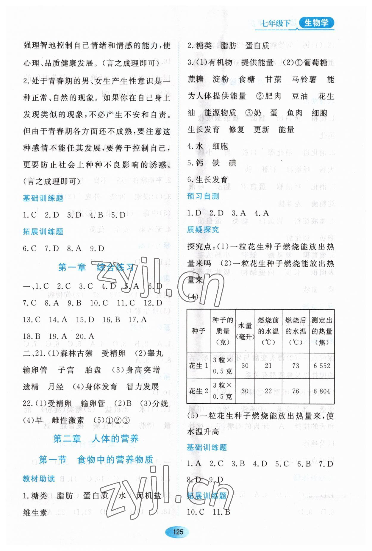 2023年资源与评价黑龙江教育出版社七年级生物下册人教版大庆专版 第3页