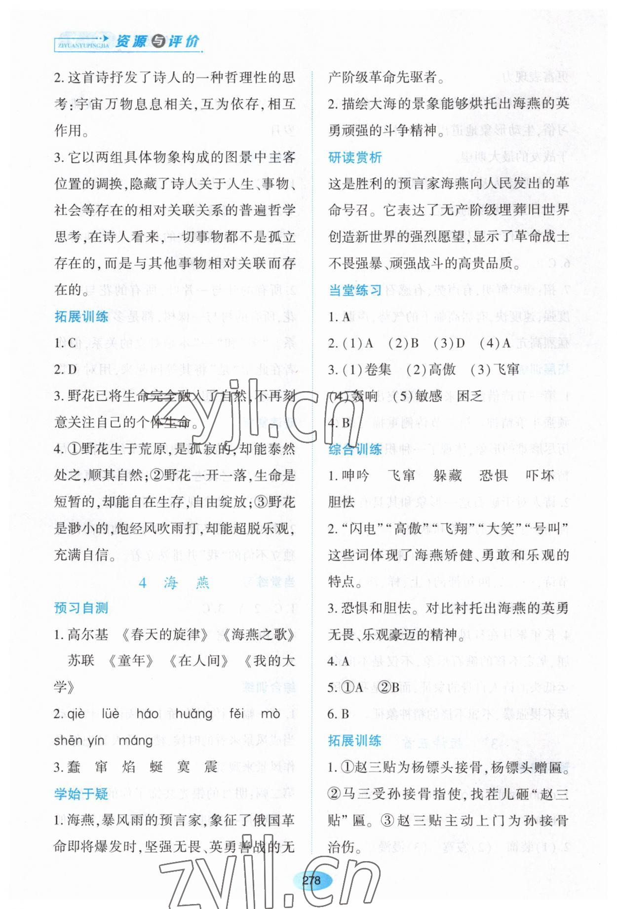 2023年资源与评价黑龙江教育出版社九年级语文下册人教版大庆专版 第4页