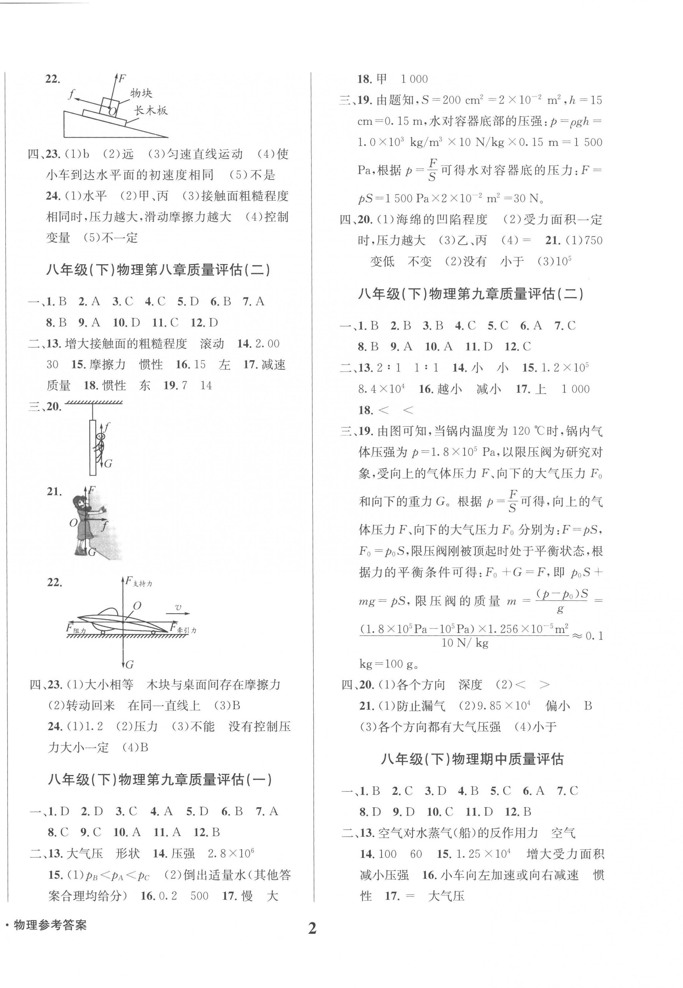 2023年學(xué)業(yè)質(zhì)量測試薄八年級物理下冊人教版 第2頁