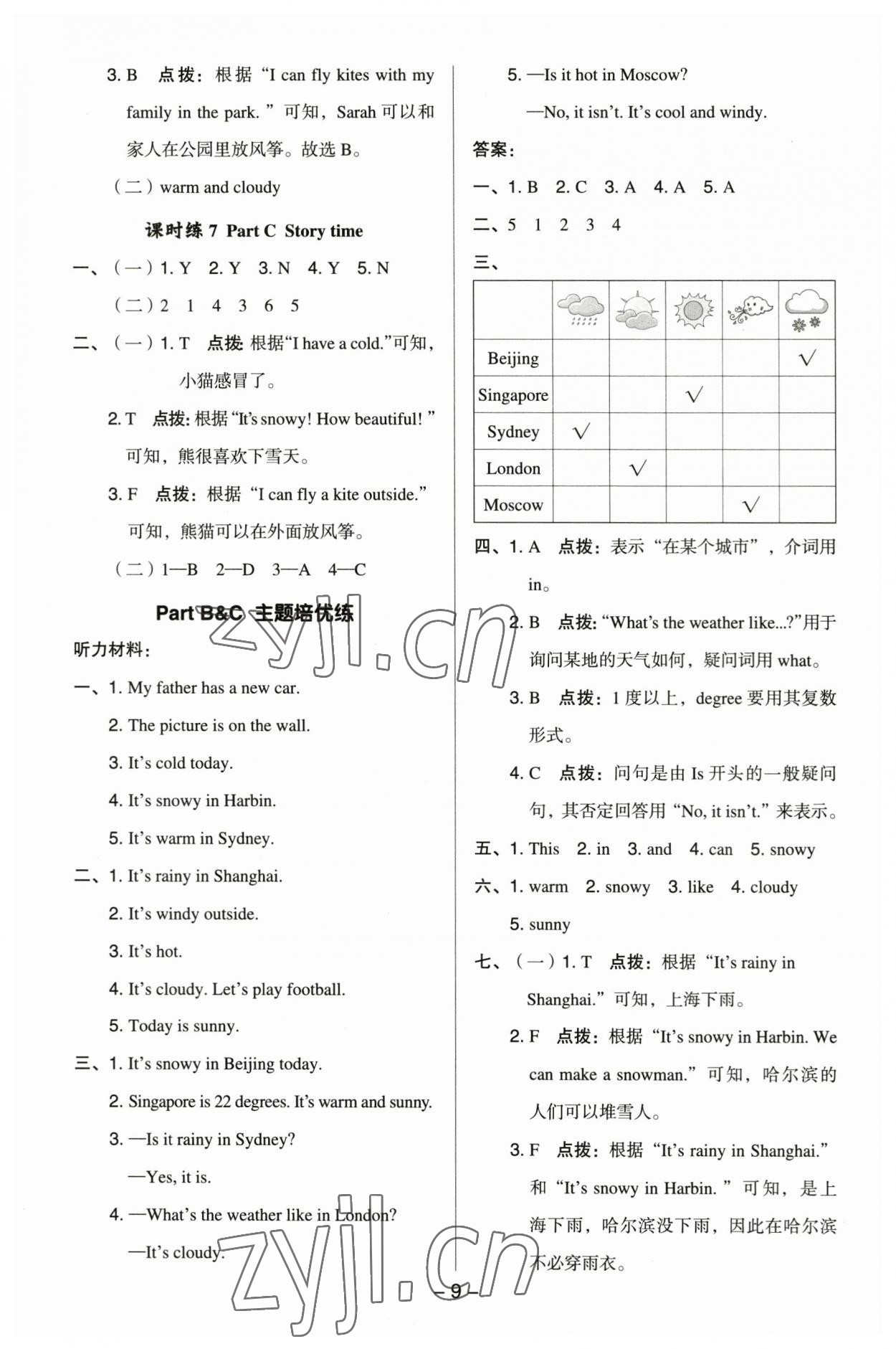 2023年綜合應(yīng)用創(chuàng)新題典中點(diǎn)四年級(jí)英語下冊(cè)人教版 參考答案第8頁