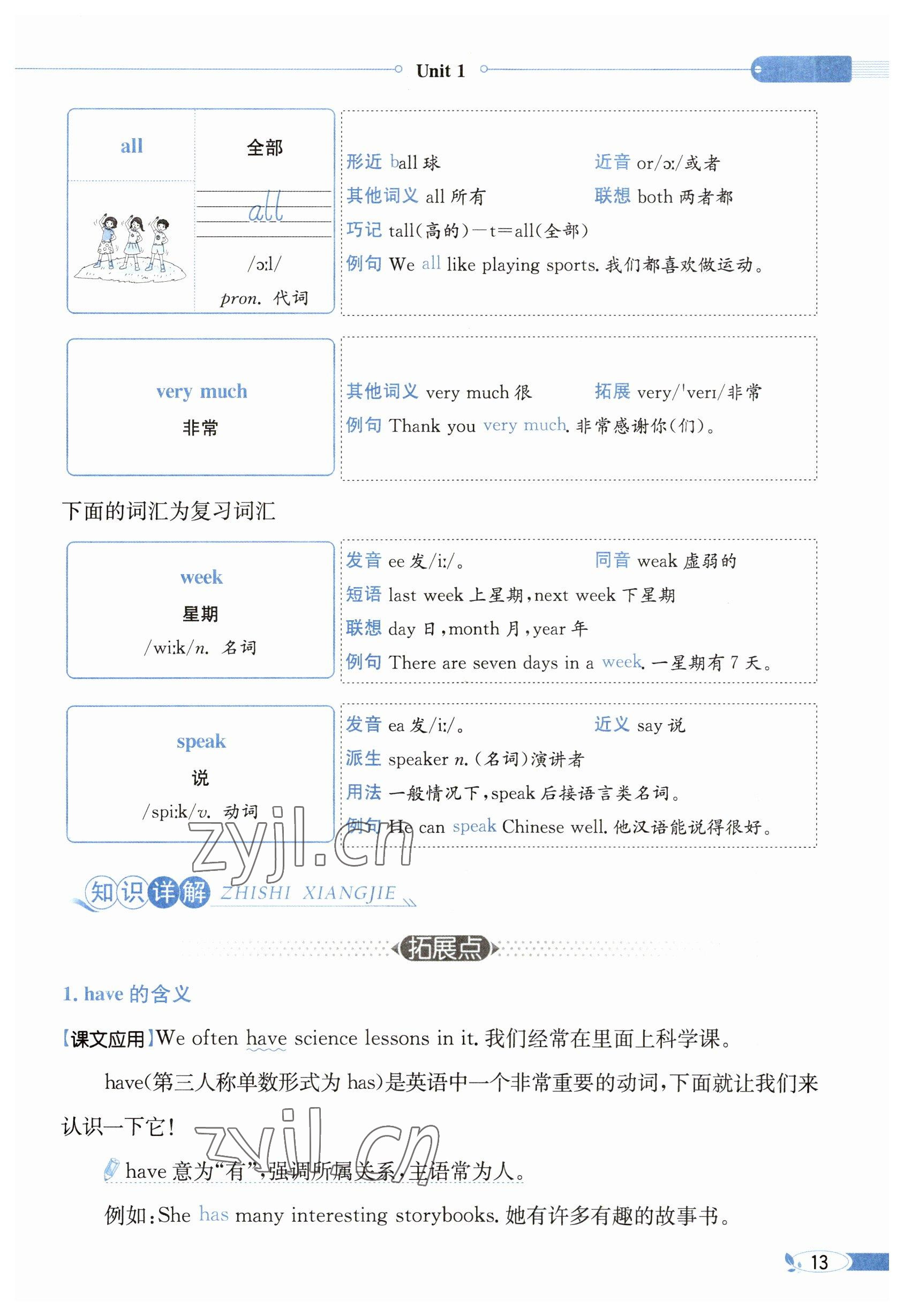 2023年教材课本五年级英语下册人教精通版 参考答案第13页