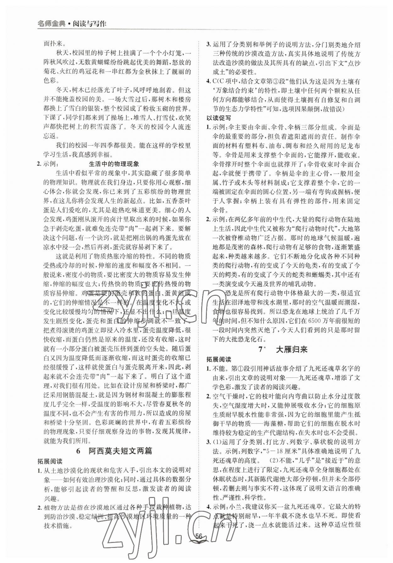 2023年名師金典BFB初中課時優(yōu)化八年級語文下冊人教版 參考答案第4頁