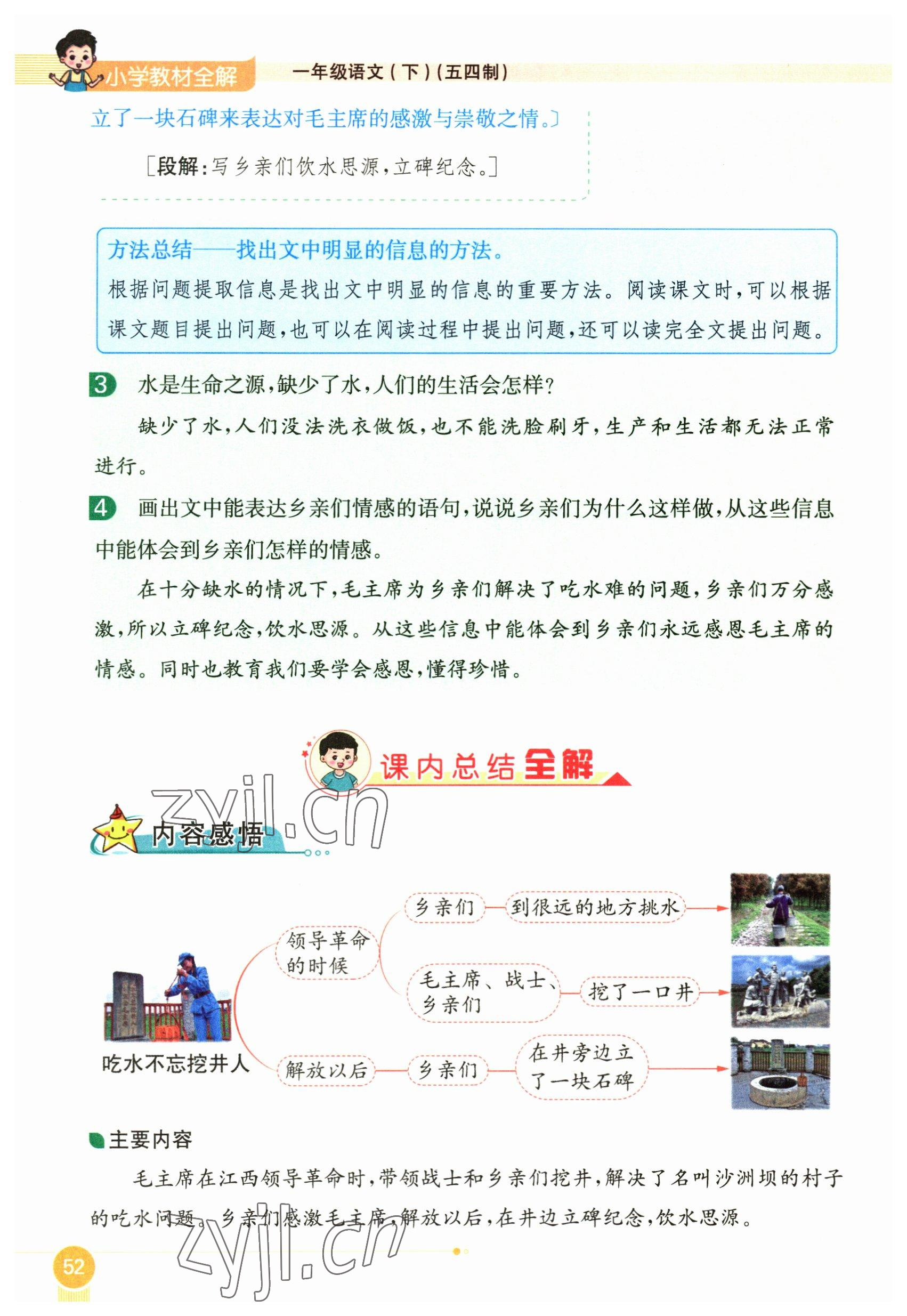 2023年教材课本一年级语文下册人教版54制 参考答案第52页