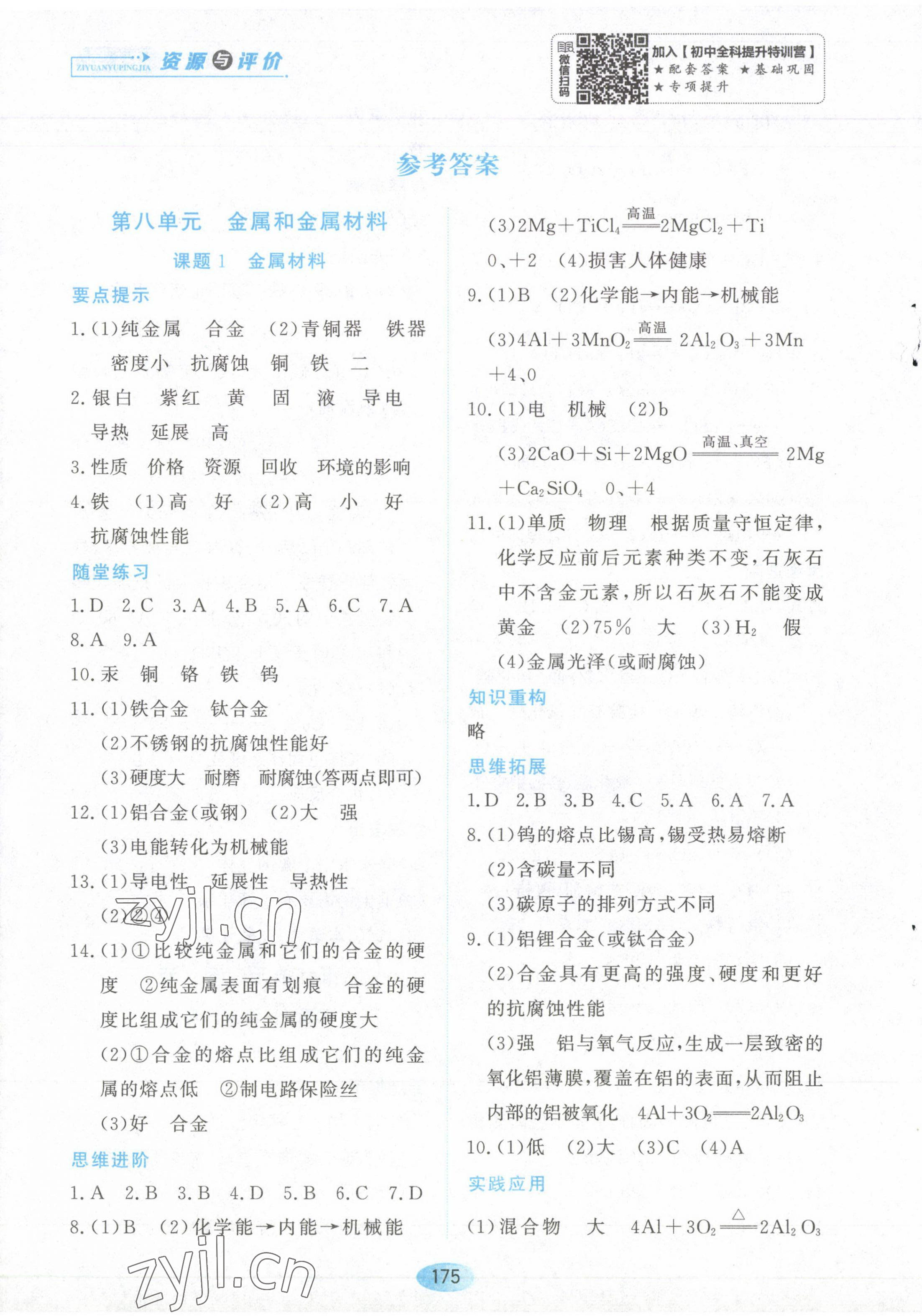 2023年資源與評價(jià)黑龍江教育出版社九年級化學(xué)下冊人教版 第1頁