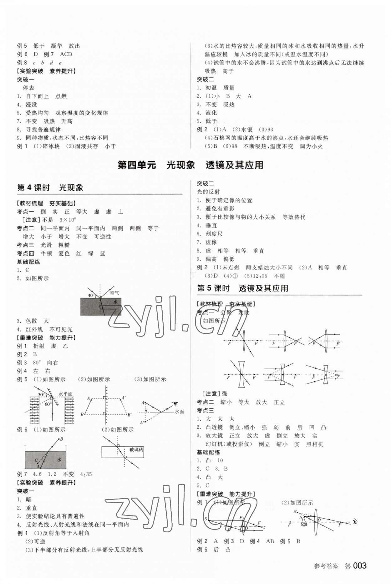 2023年全品中考复习方案物理人教版 参考答案第2页