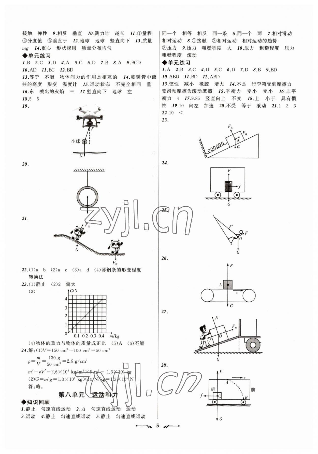 2023年中考全程复习训练物理锦州专版 参考答案第5页