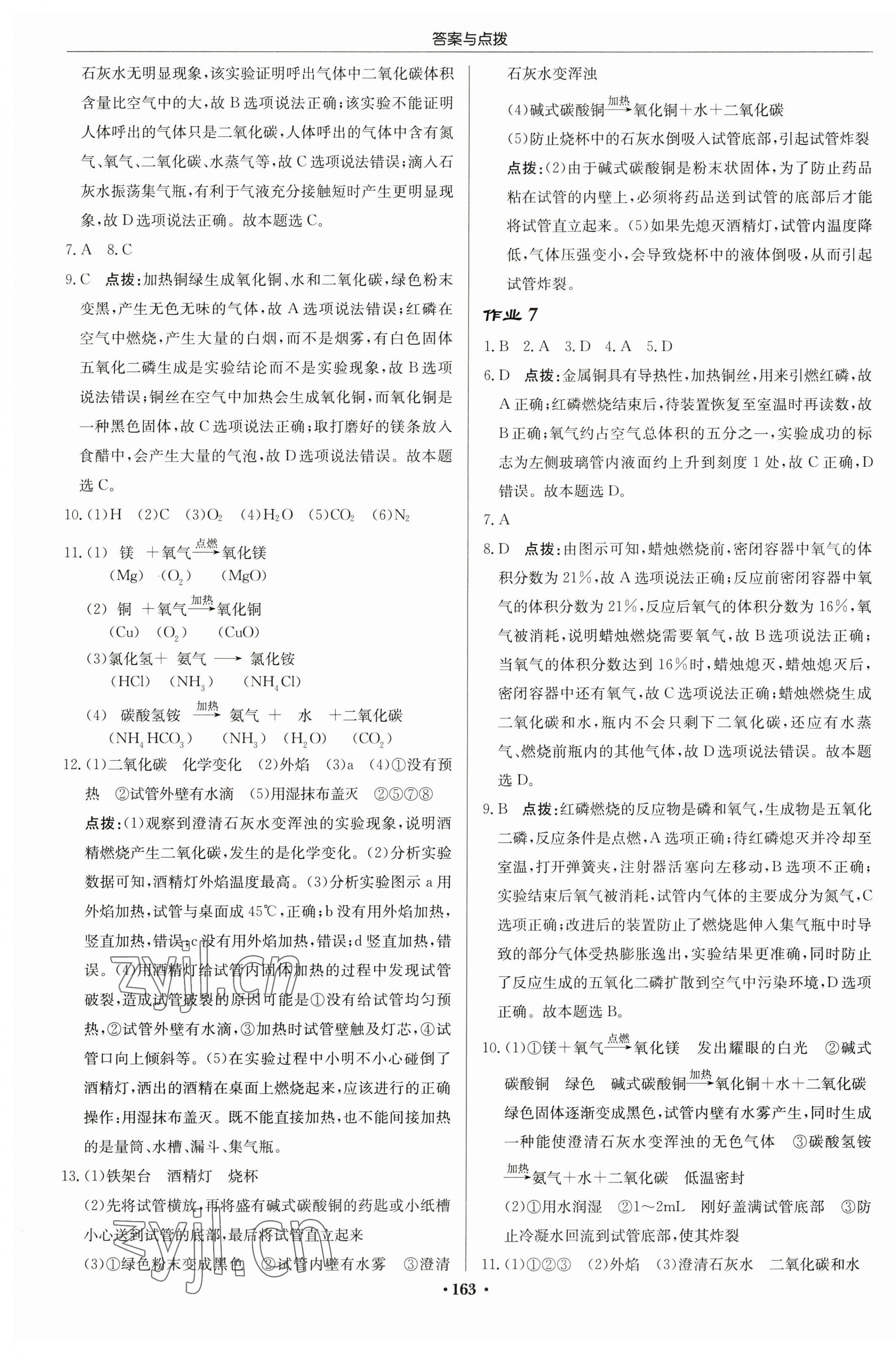 2023年启东中学作业本九年级化学上册沪教版 第5页