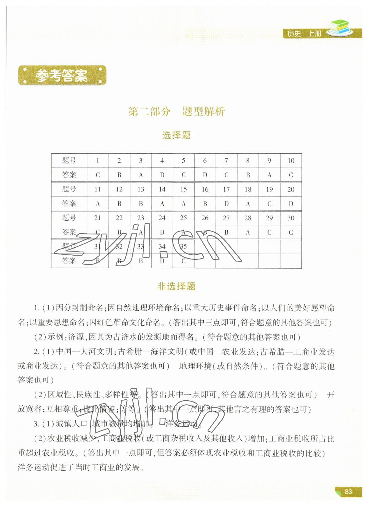 2023年河南省初中学业水平考试解析与检测历史上册 第1页