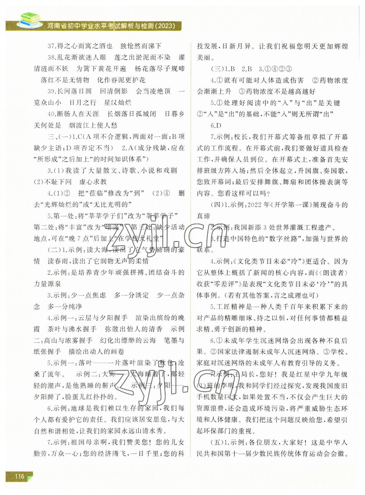 2023年河南省初中学业水平考试解析与检测语文下册 第2页