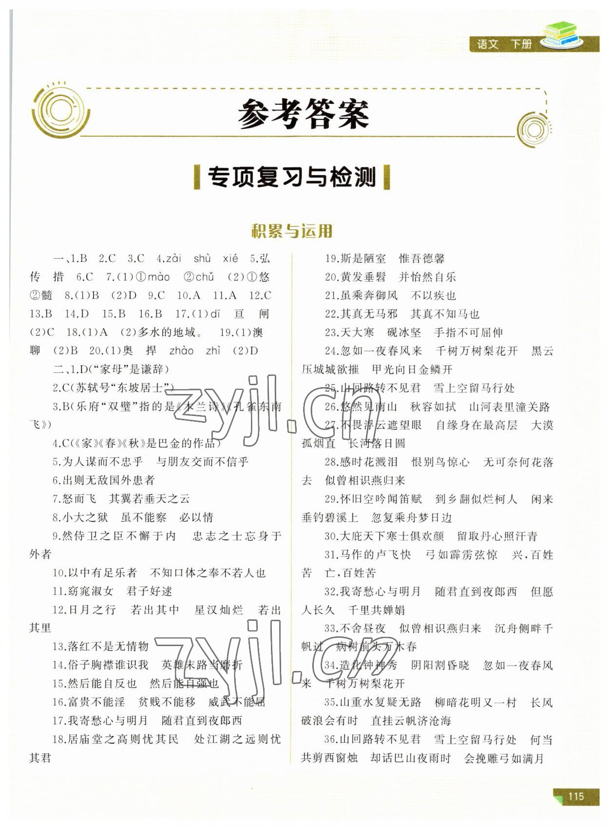 2023年河南省初中学业水平考试解析与检测语文下册 第1页