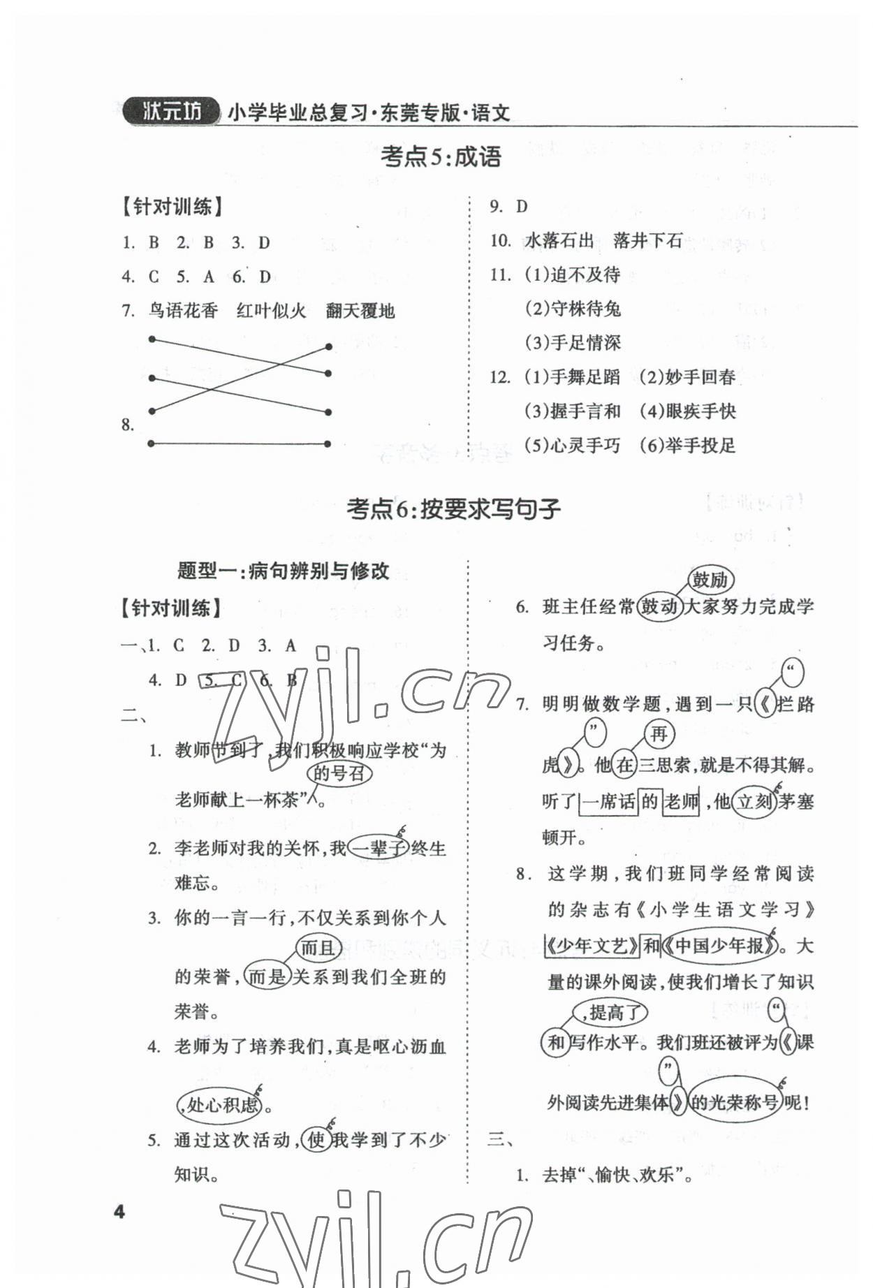 2023年东莞状元坊小学毕业总复习语文 第4页