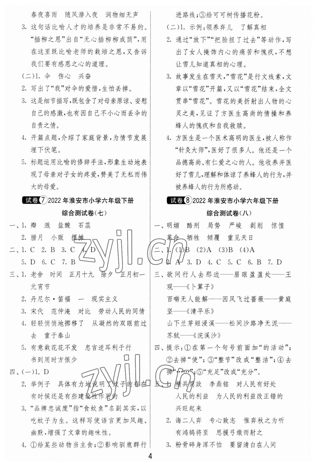 2023年考必胜小学毕业升学考试试卷精选语文淮安专版 第4页