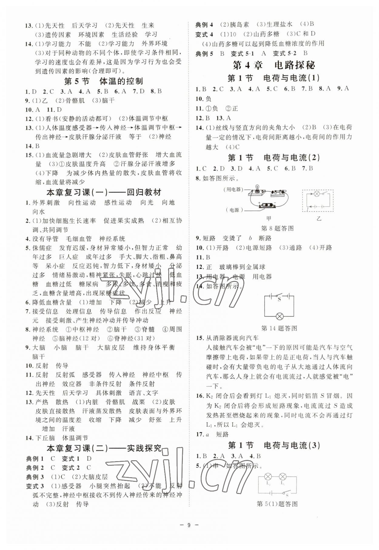 2023年全效學(xué)習(xí)八年級科學(xué)上冊浙教版精華版 參考答案第8頁